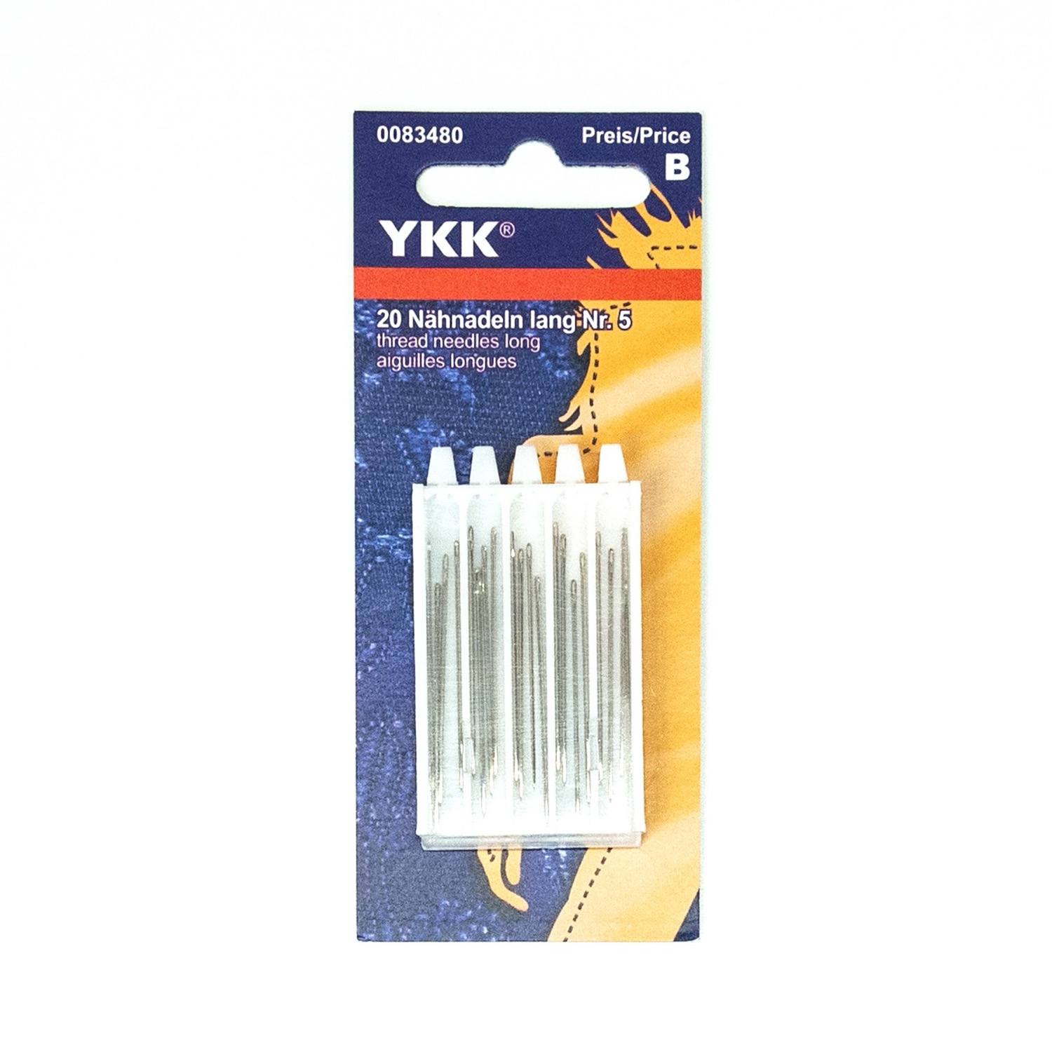 Nähnadeln, lang, mit Spitze, Packung, Metall, Silber, Nr. 5