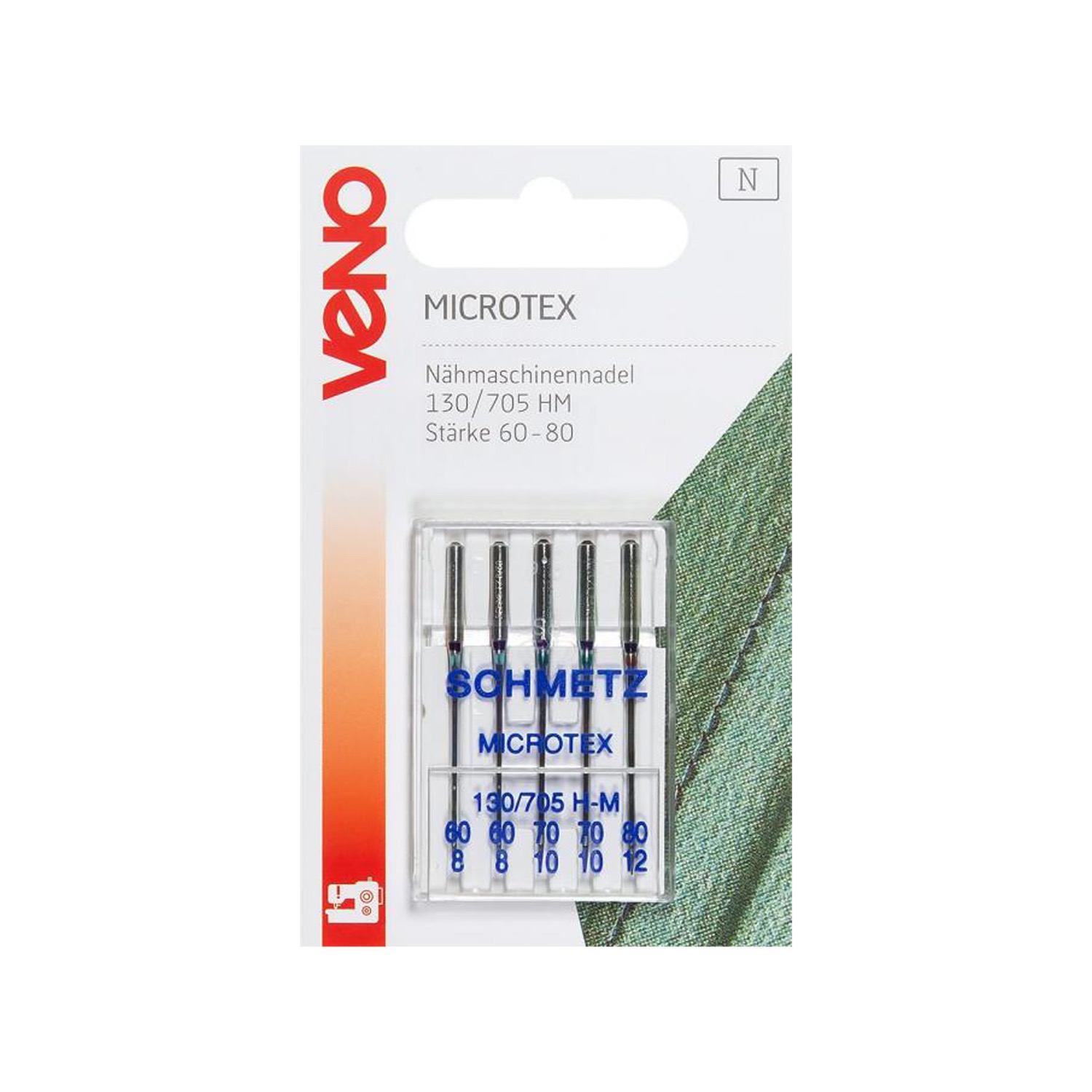 Nähmaschinennadeln, Microtex, Metall, Silber, 60-80