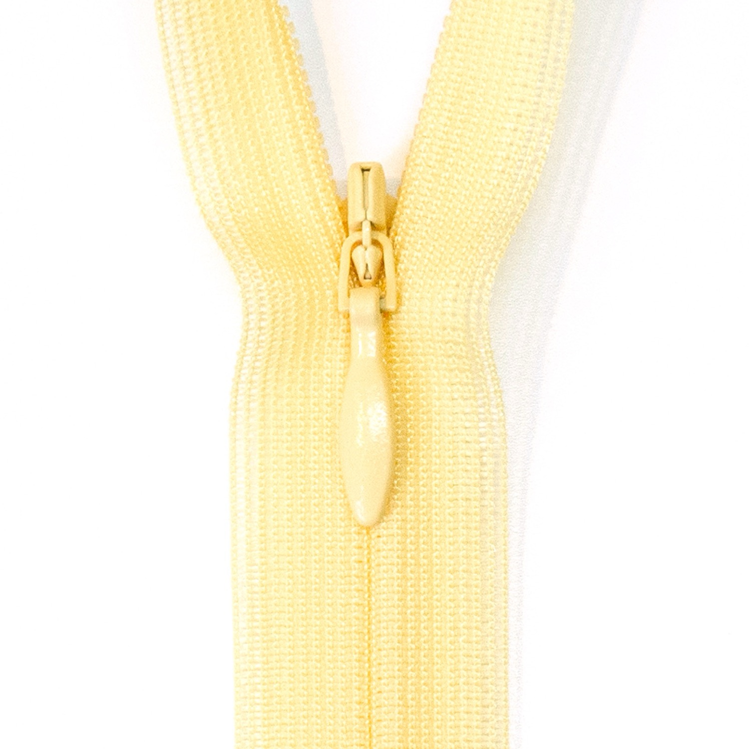 Reißverschluss nicht teilbar, nahtverdeckt, Kunststoffspirale, Zitronengelb, 22 cm