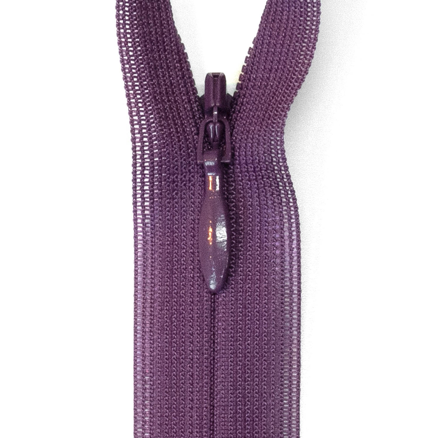 Reißverschluss nicht teilbar, nahtverdeckt, Kunststoffspirale, Aubergine, 22 cm