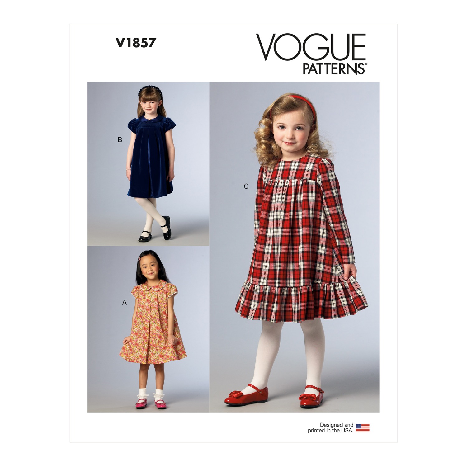 Einzelschnittmuster Vogue, Kindermode, große Größen, Kleid, Grün