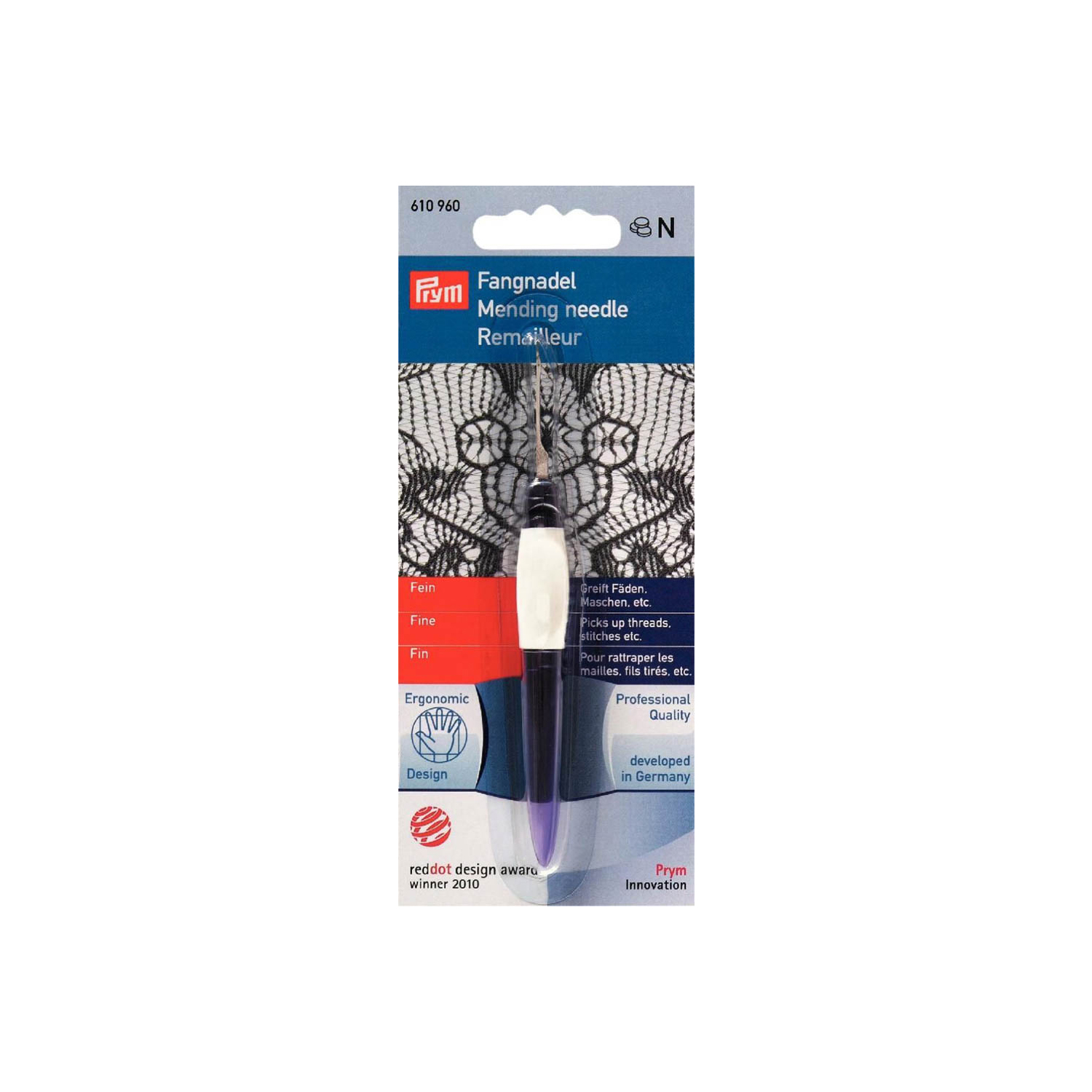 Fangnadel, Stück, MetallKunststoff, Silber, Weiß, Lila dunkel