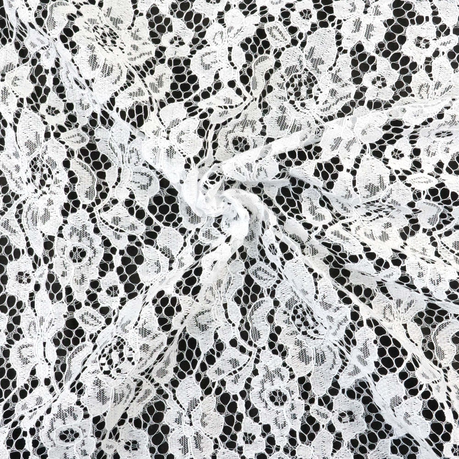 Spitzenstoff, weiß, floral gemustert