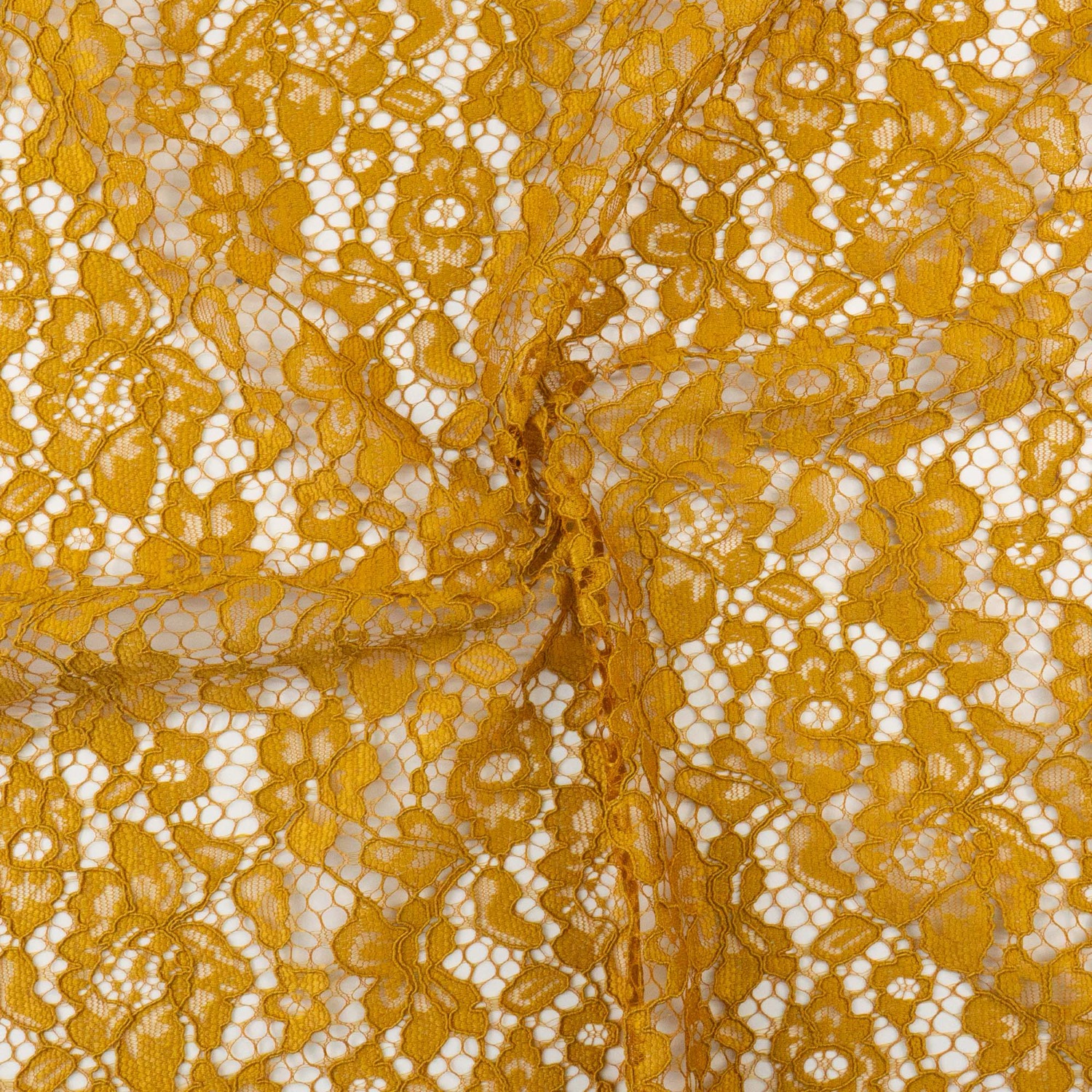 Spitzenstoff, curry, florale Motive