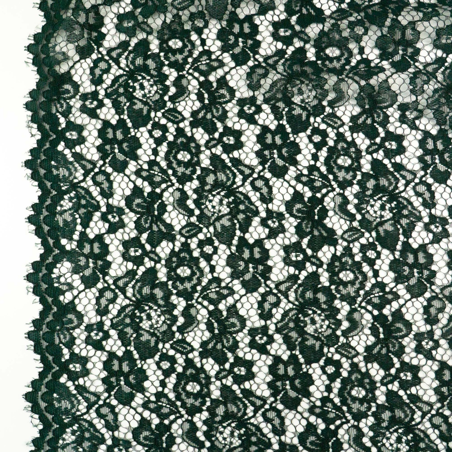 Spitzenstoff, dunkelgrün, floral gemustert – Bild 4