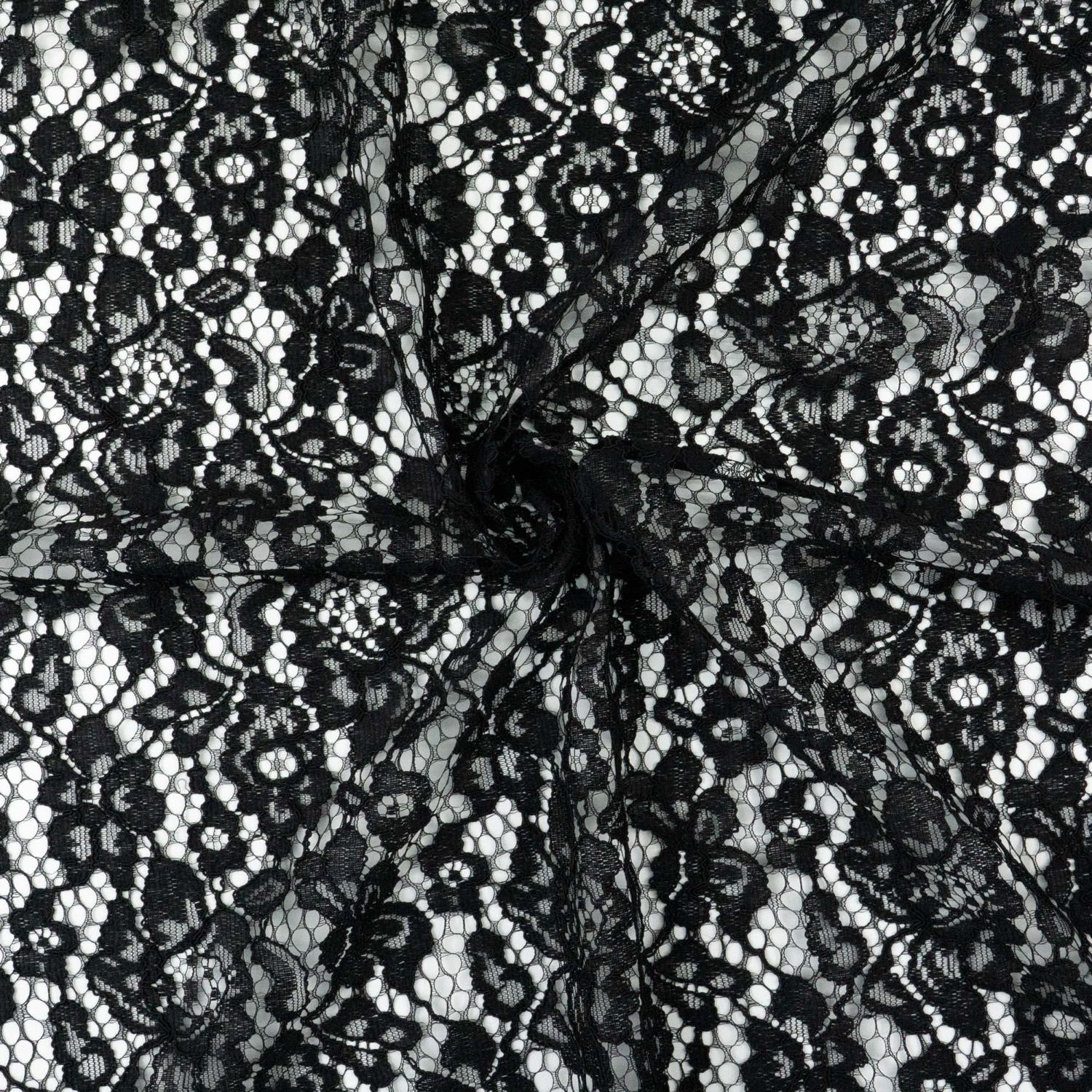 Spitzenstoff, schwarz, florale Motive