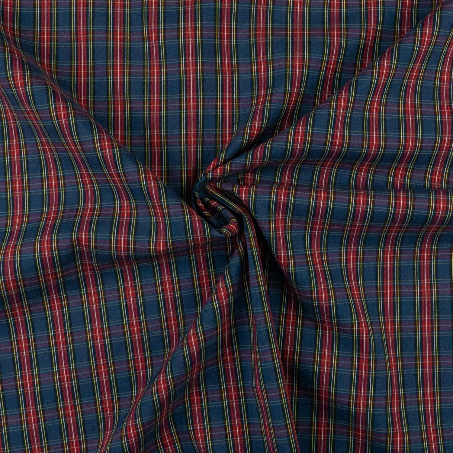 Baumwollstoff, Popeline, rot, dunkelblau, schwarz, gelb, Webkaro