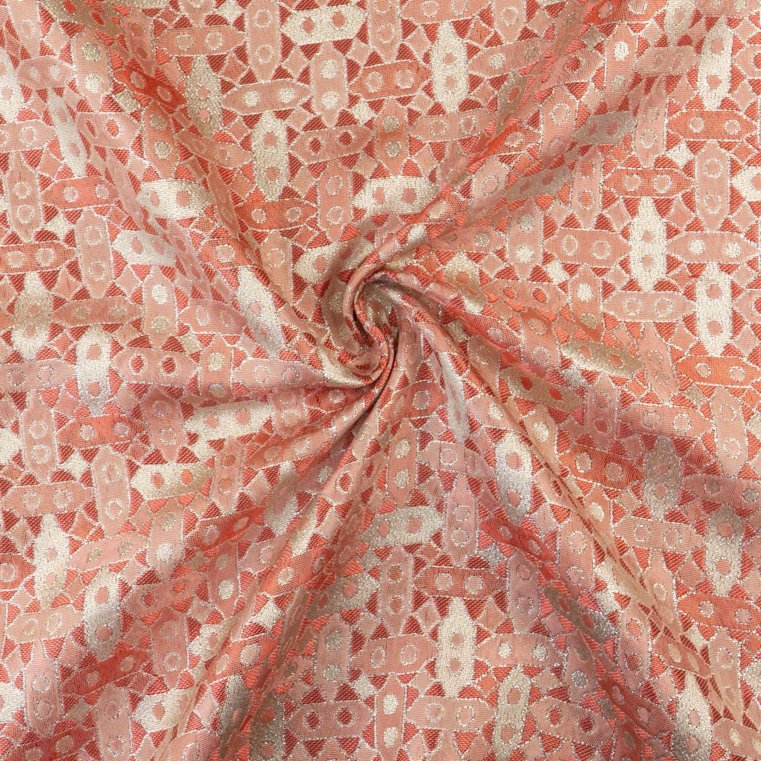 Jacquard, rot, rosé, silber, grafisch gemustert, Glanzeffekt
