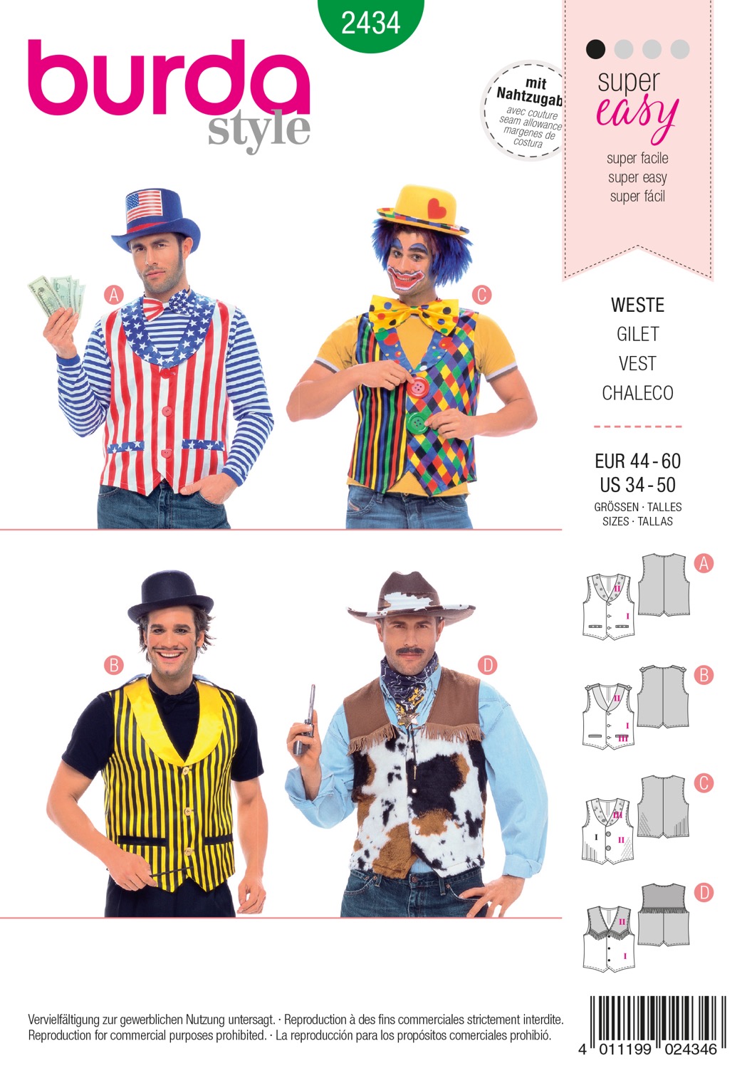 Schnittmuster Burda style, Verkleidung, Grün