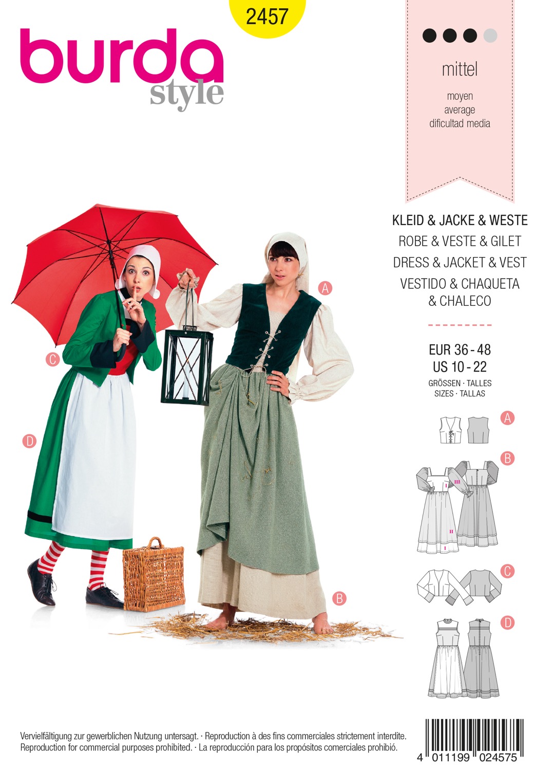 Schnittmuster Burda style, Verkleidung, Gelb