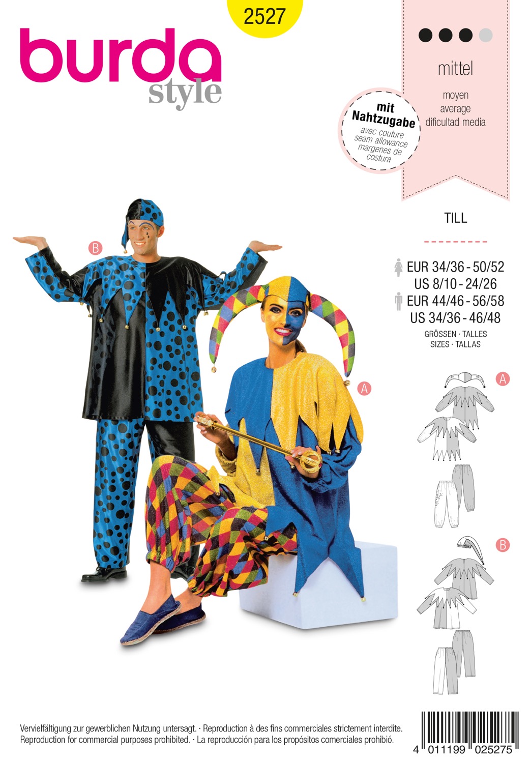 Schnittmuster Burda style, Verkleidung, Gelb