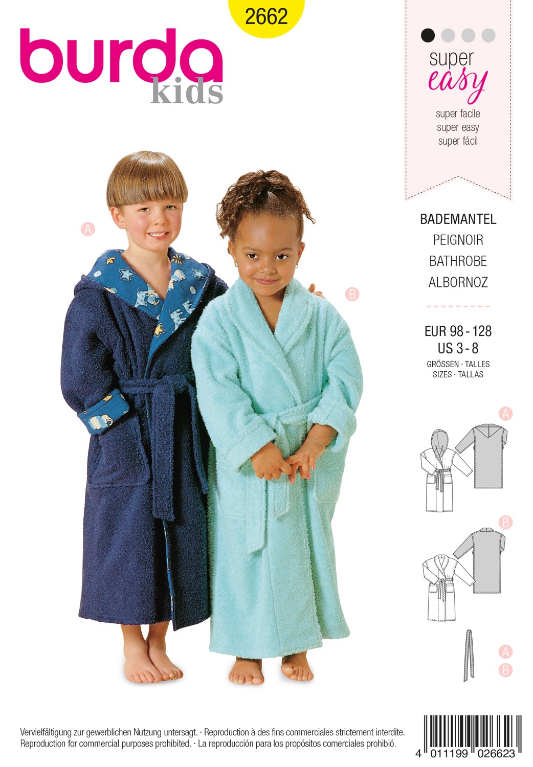 Schnittmuster Burda kids, Homewear, Kindermode, Gelb