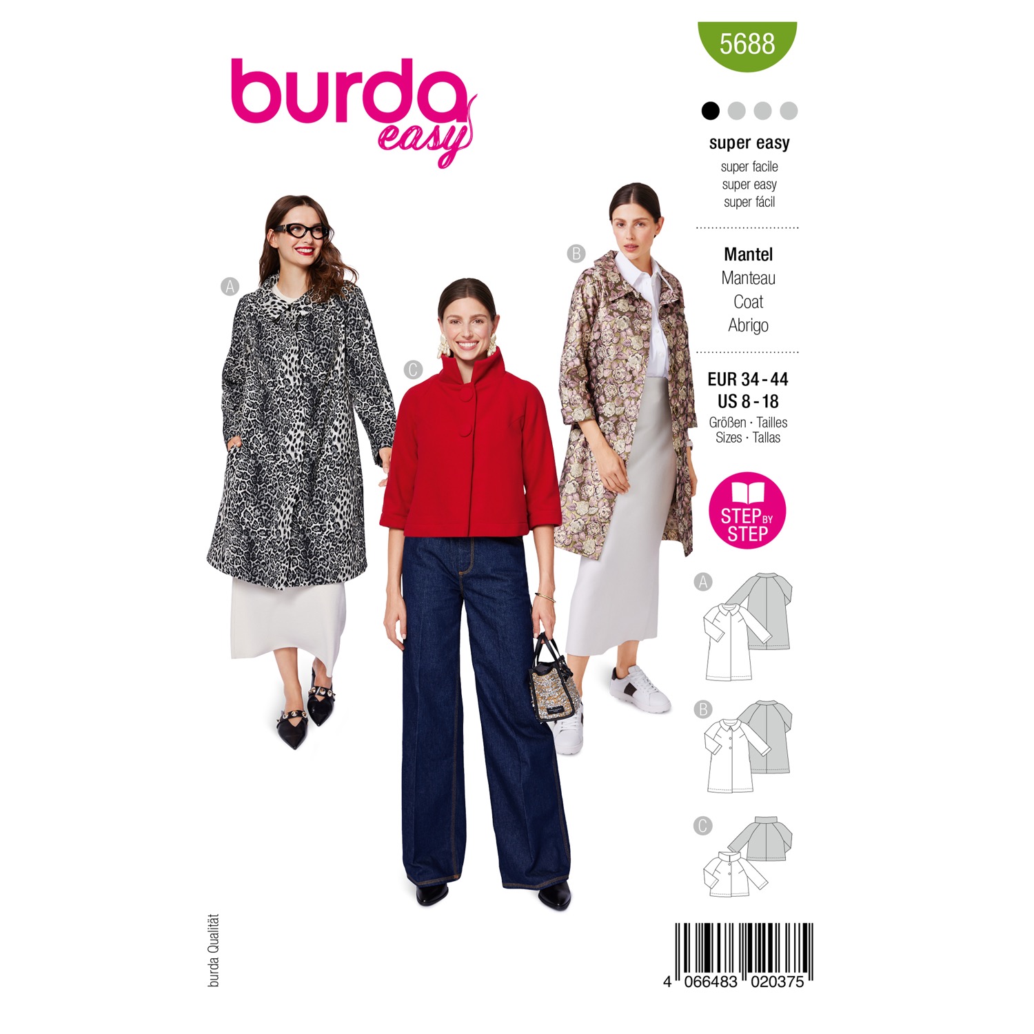 Schnittmuster Burda easy, Jacke, grün