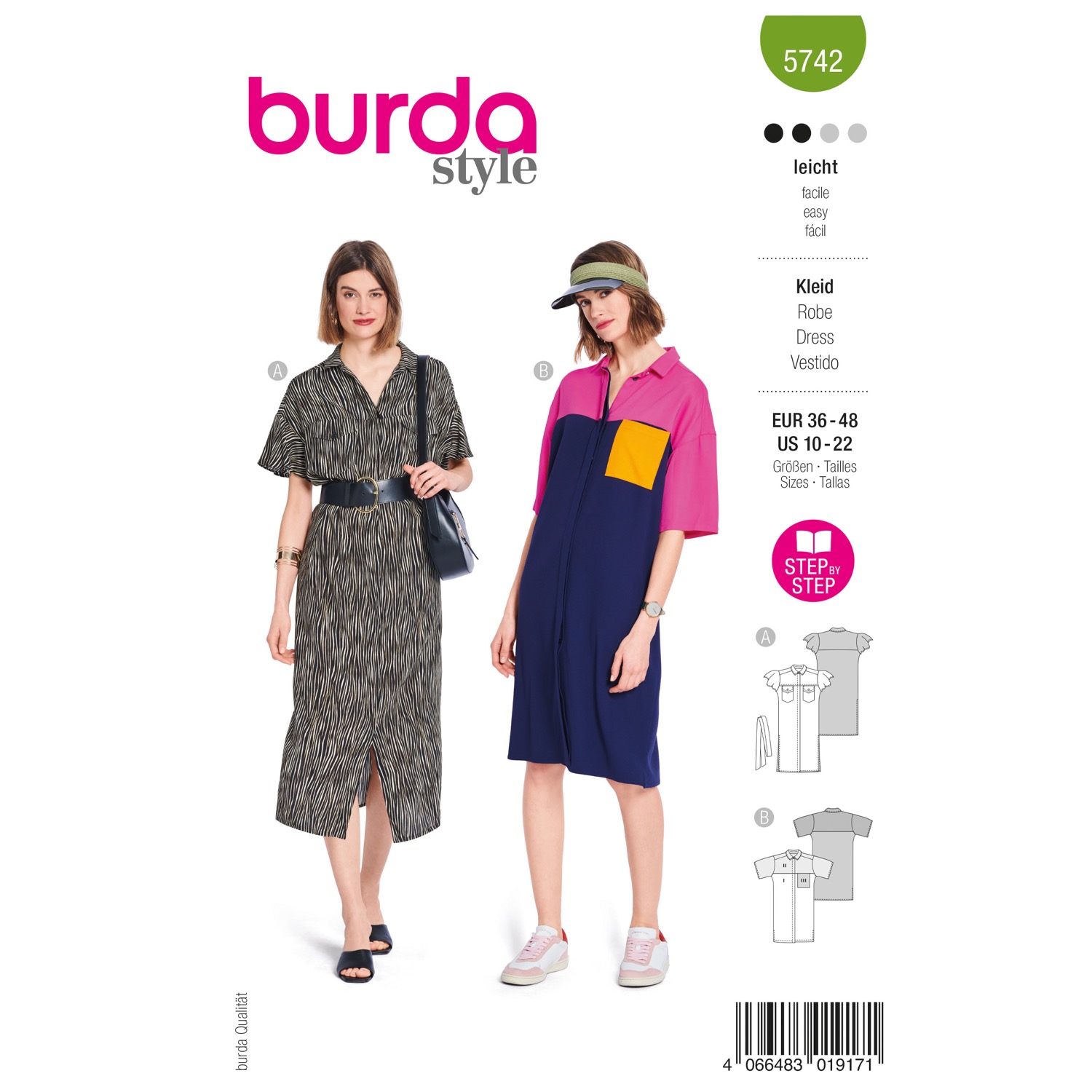 Schnittmuster Burda style, Kleid, grün