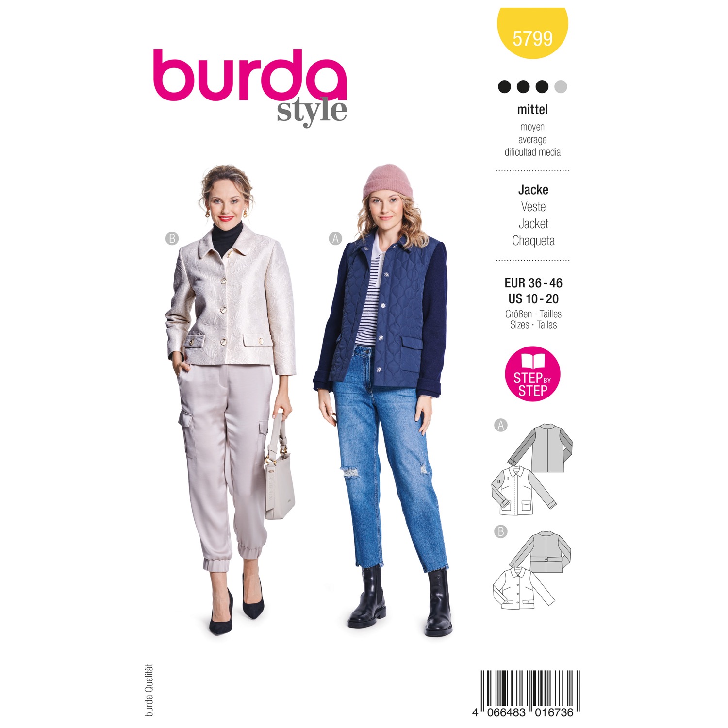 Schnittmuster Burda style, Jacke, gelb
