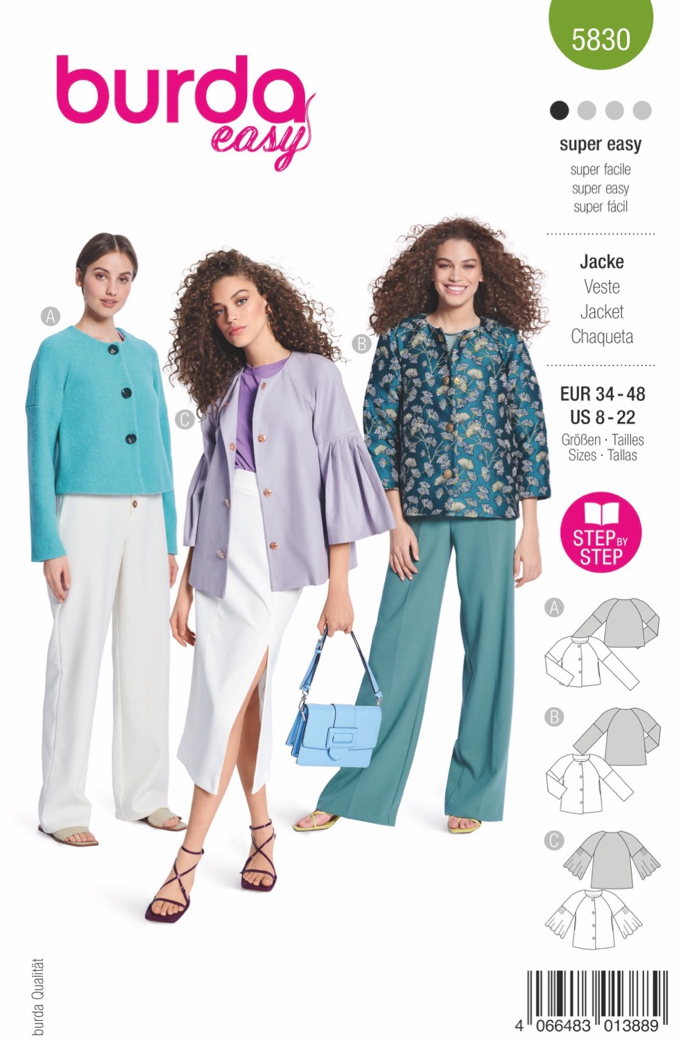 Schnittmuster Burda easy, Jacke, Grün