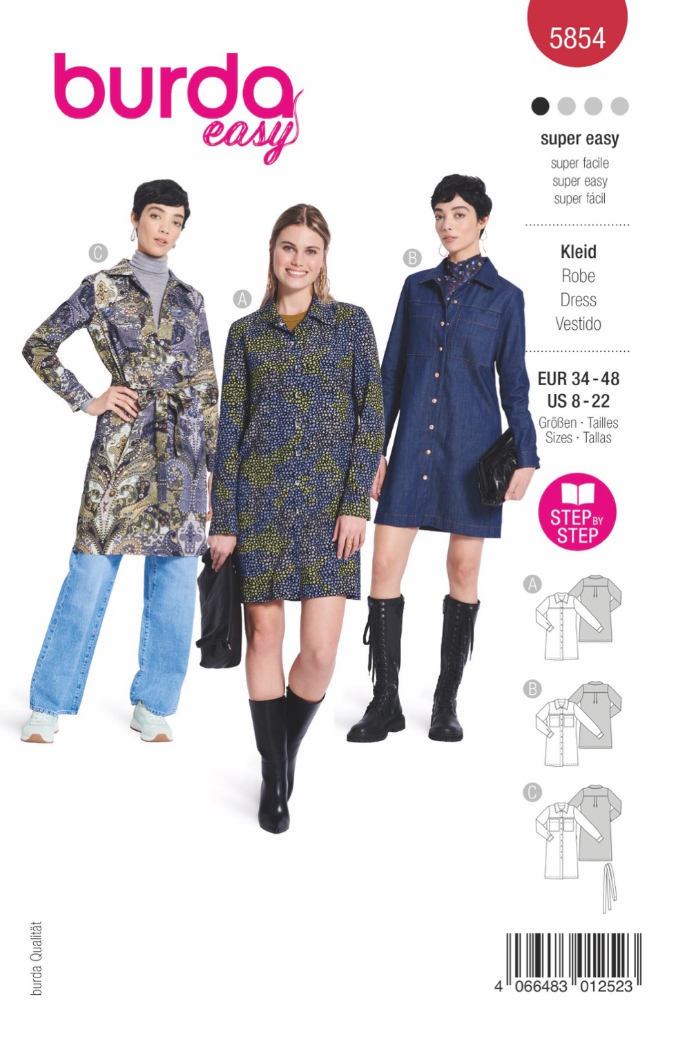 Schnittmuster Burda easy, Kleid, Rot