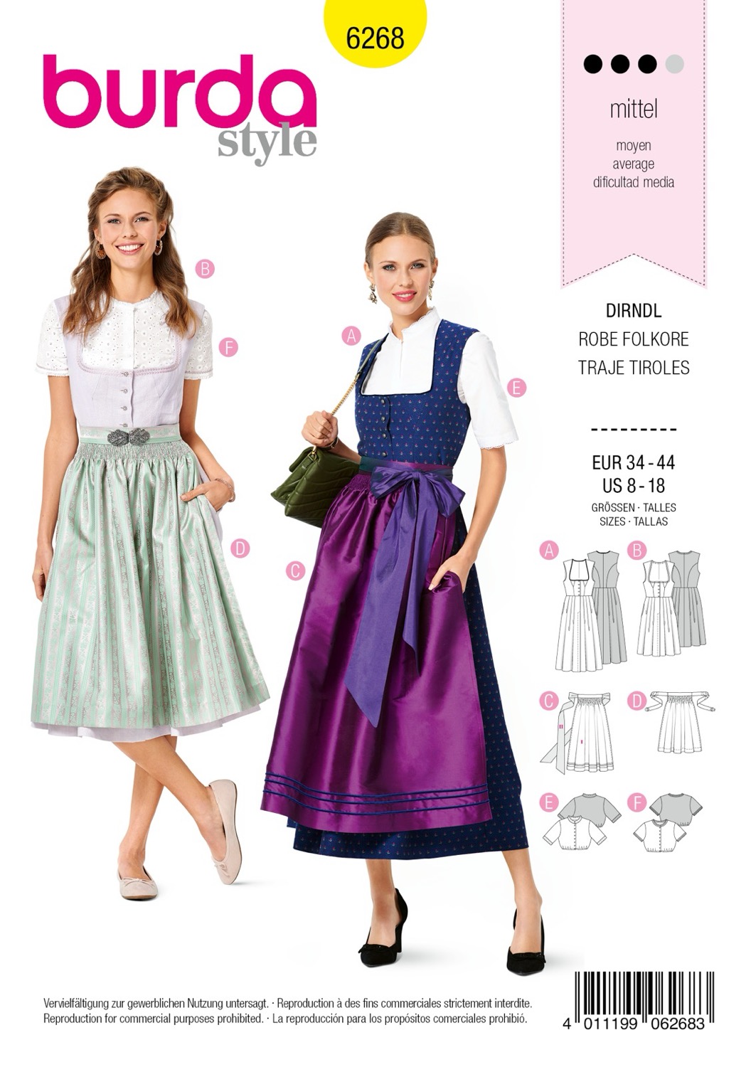 Schnittmuster Burda style, Kleid, Gelb