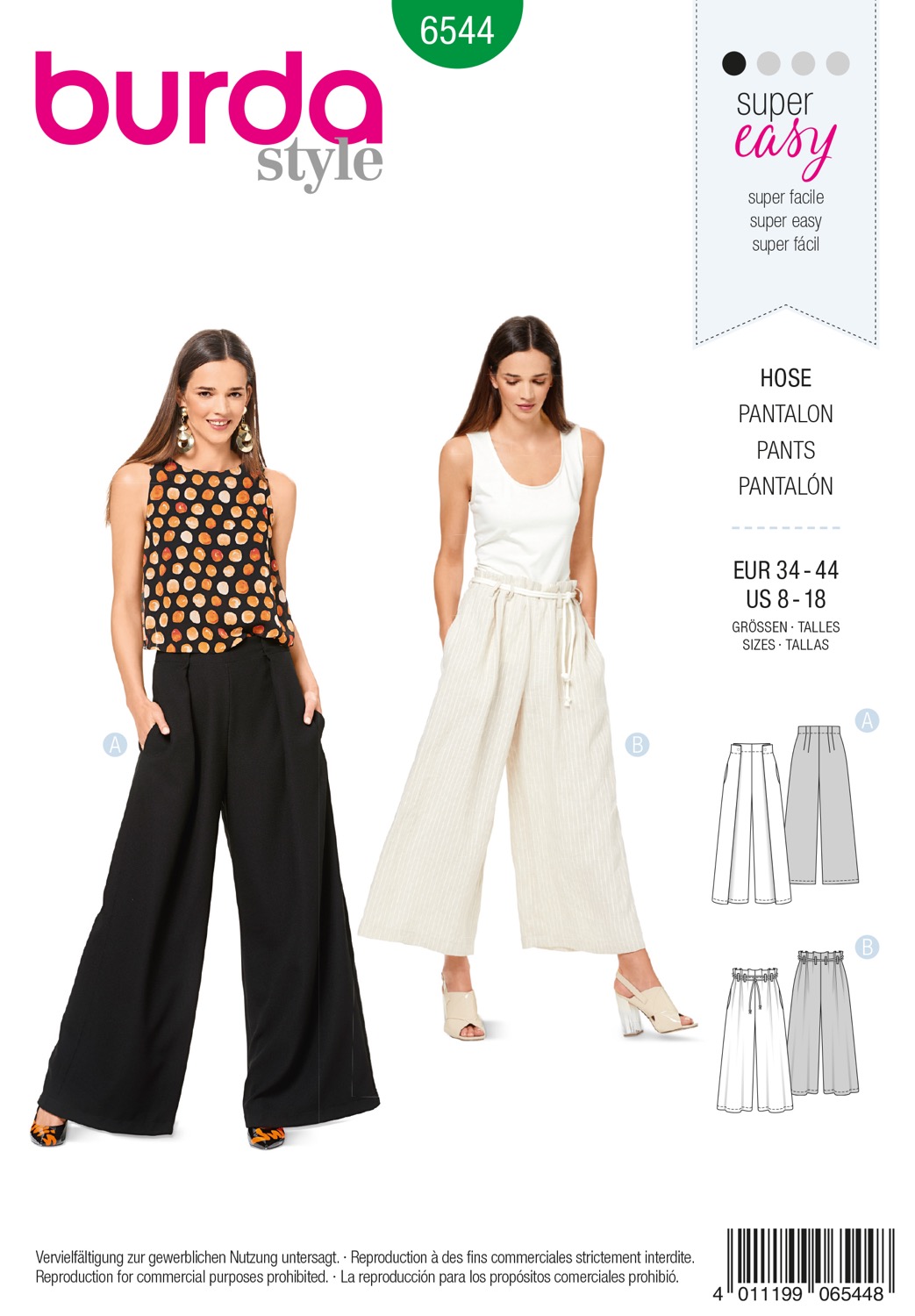 Schnittmuster Burda style, Hose, Grün