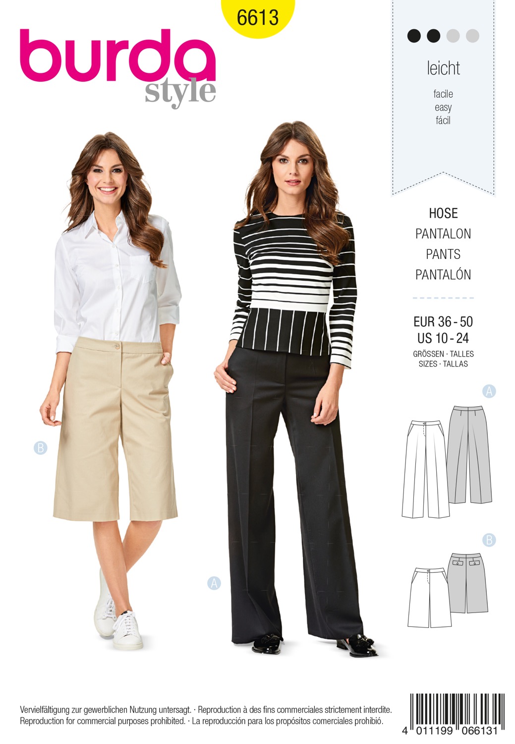 Schnittmuster Burda style, Hose, Gelb