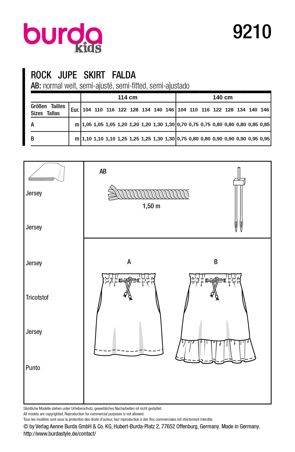 Schnittmuster Burda kids, Rock, rot – Bild 3