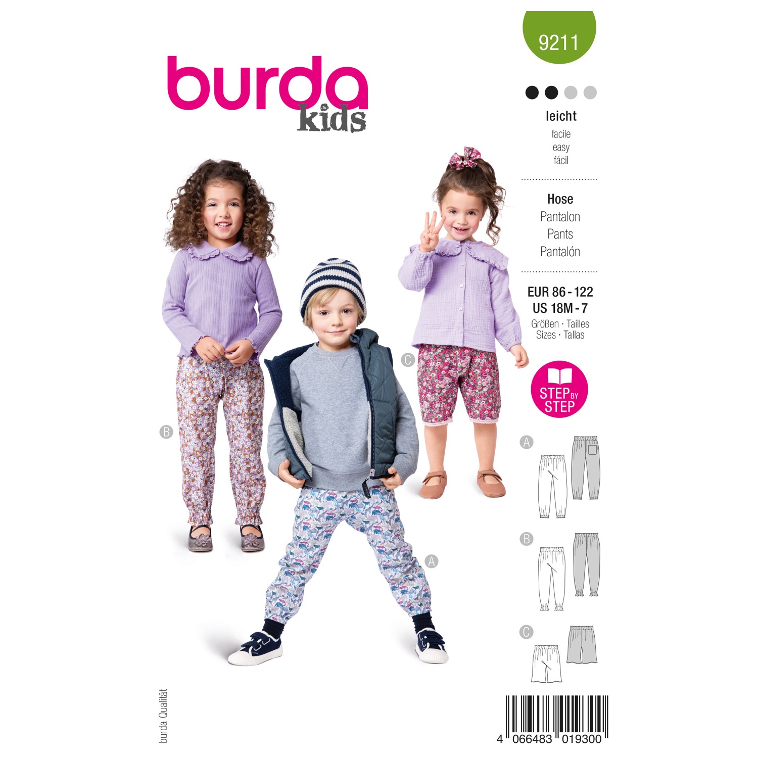Schnittmuster Burda kids, Hose, grün