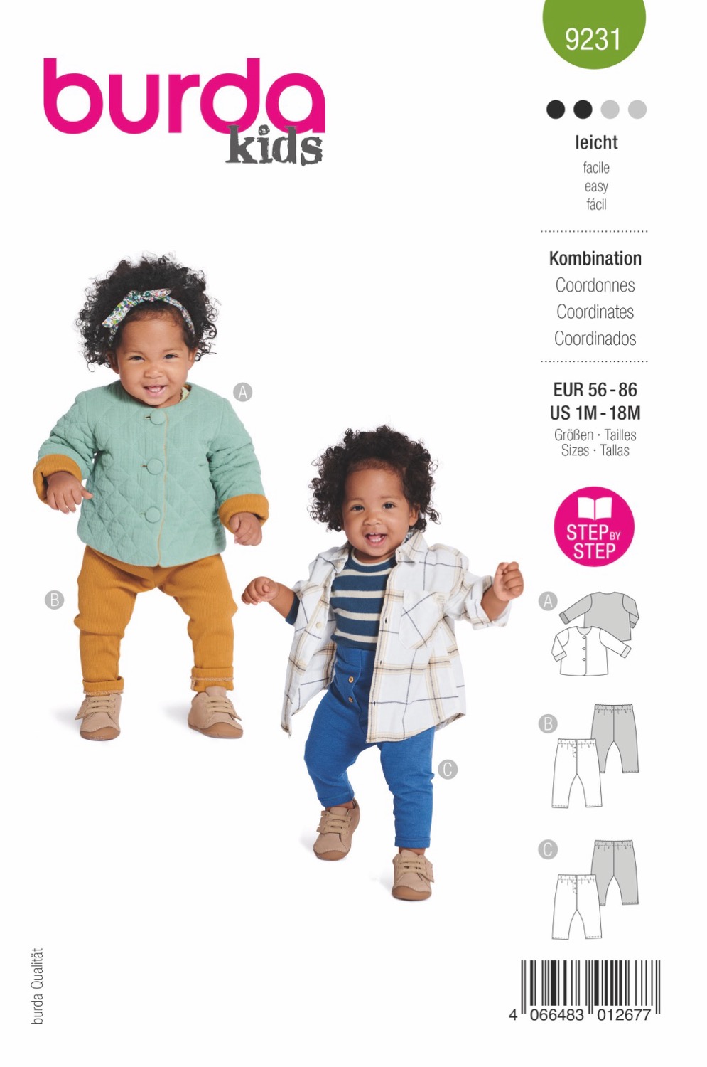 Schnittmuster Burda kids, Baby, Hose, Jacke, Grün