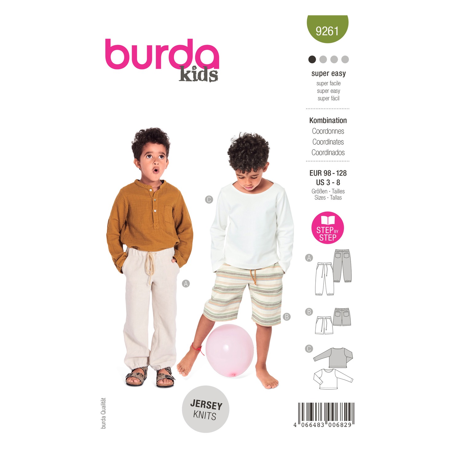 Schnittmuster Burda kids, Hose, Top, Grün