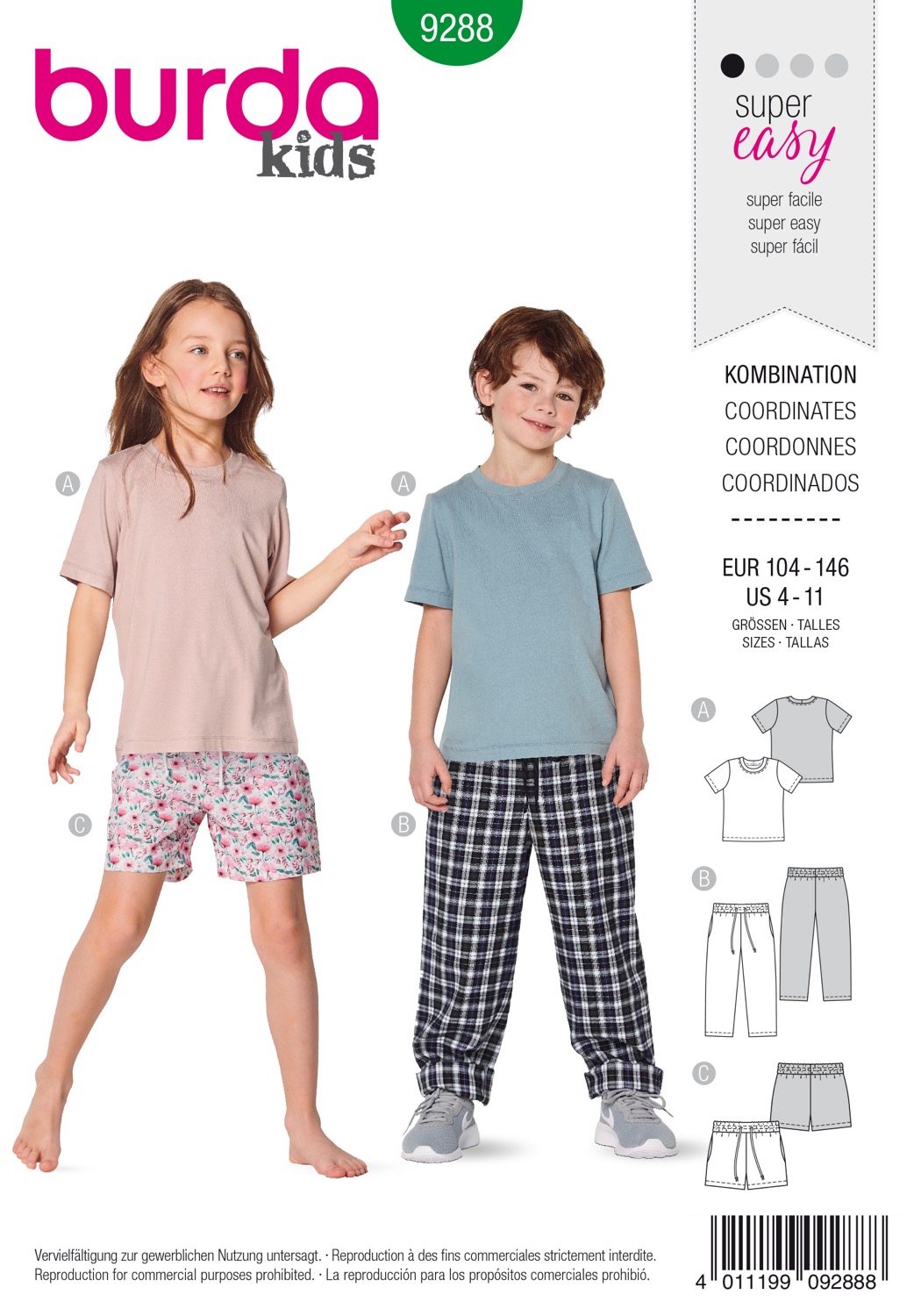 Schnittmuster Burda kids, Hose, Top, Grün