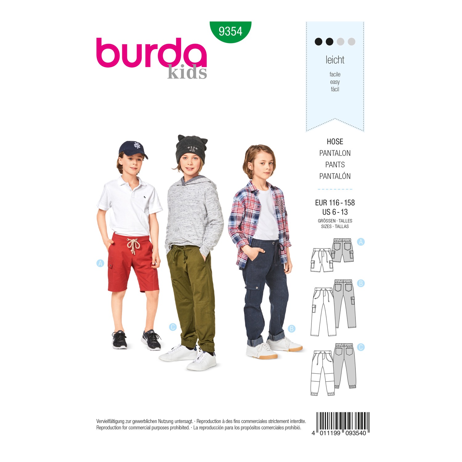 Schnittmuster Burda kids, Hose, Grün