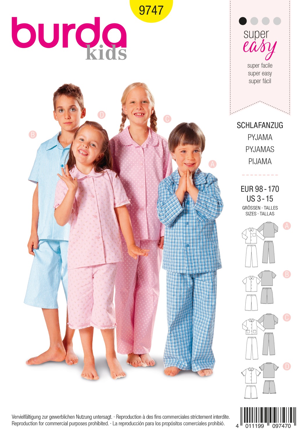 Schnittmuster Burda kids, Homewear, Gelb