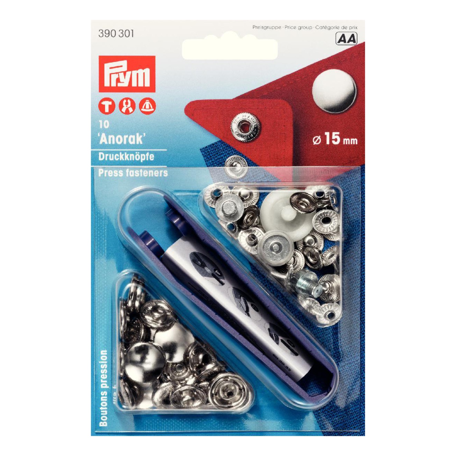 Druckknöpfe, Anorak, Metall, Silber, 15 ø mm