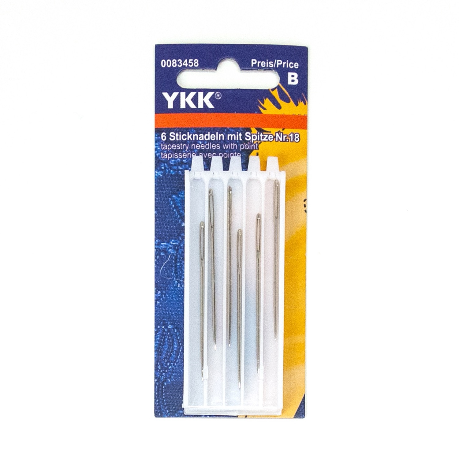 Sticknadeln, mit Spitze, Metall, Silber, Nr. 18