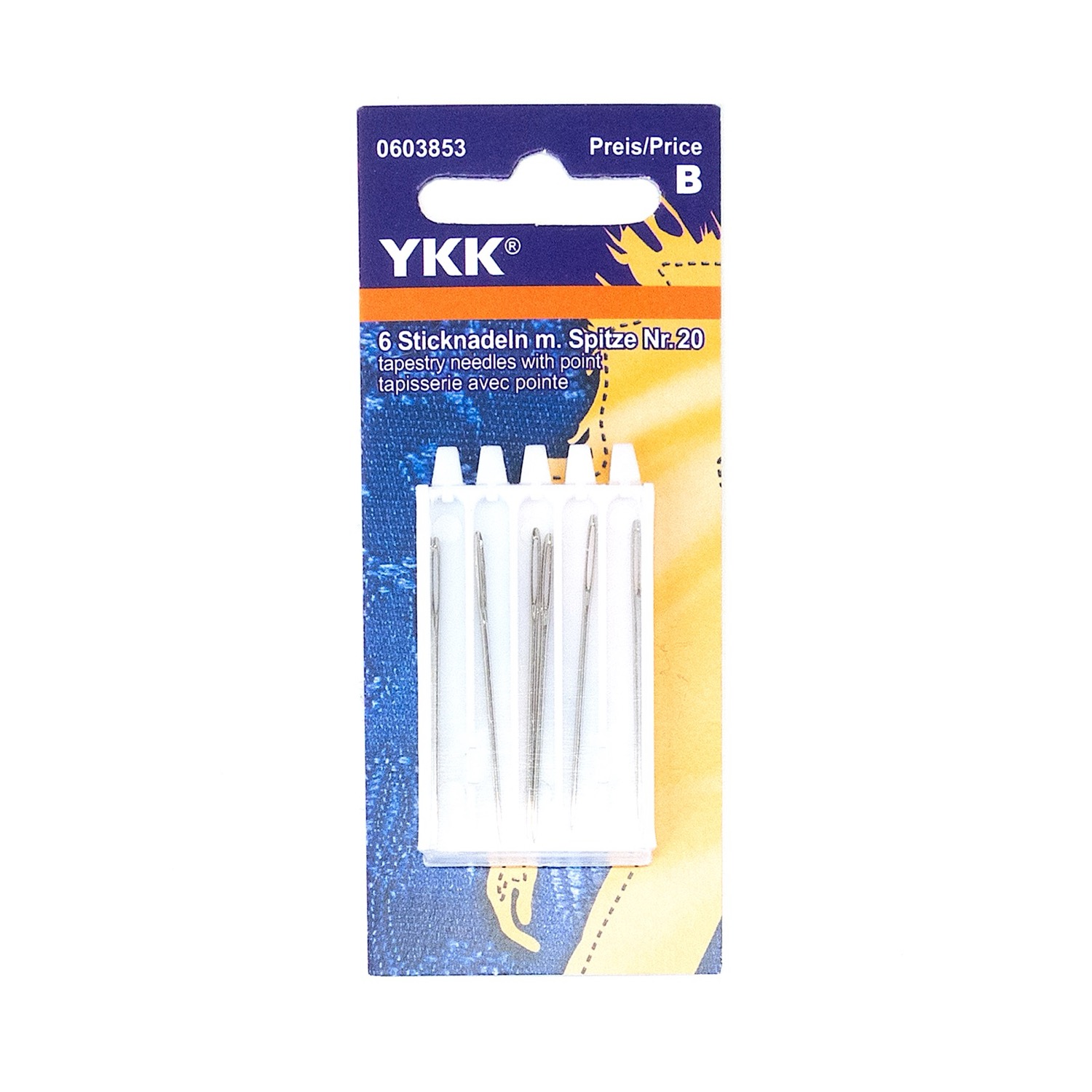 Sticknadeln, mit Spitze, Metall, Silber, Nr. 20