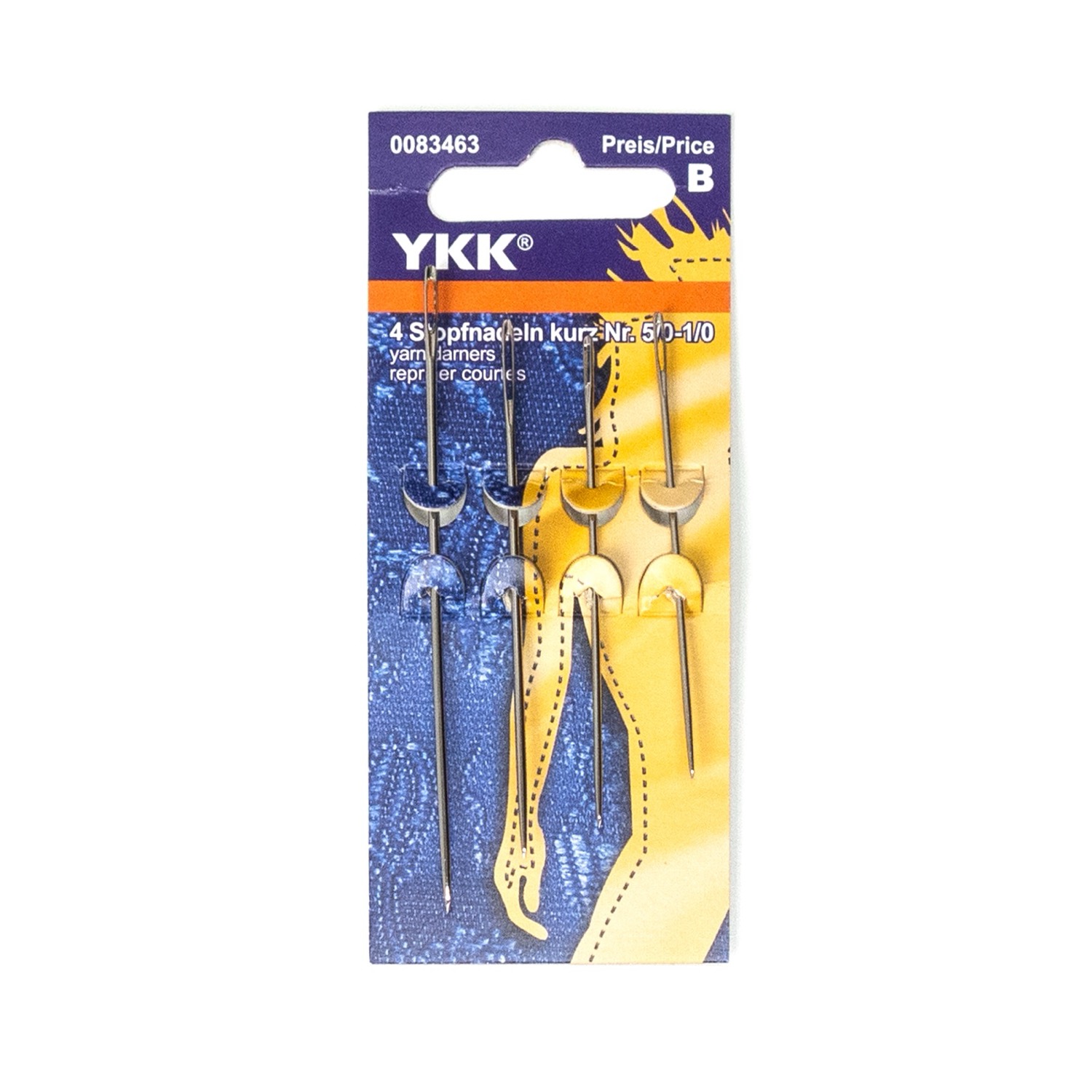 Stopfnadel, kurz, mit Spitze, Sortiment, Metall, Silber, Nr. 5/0-1/0