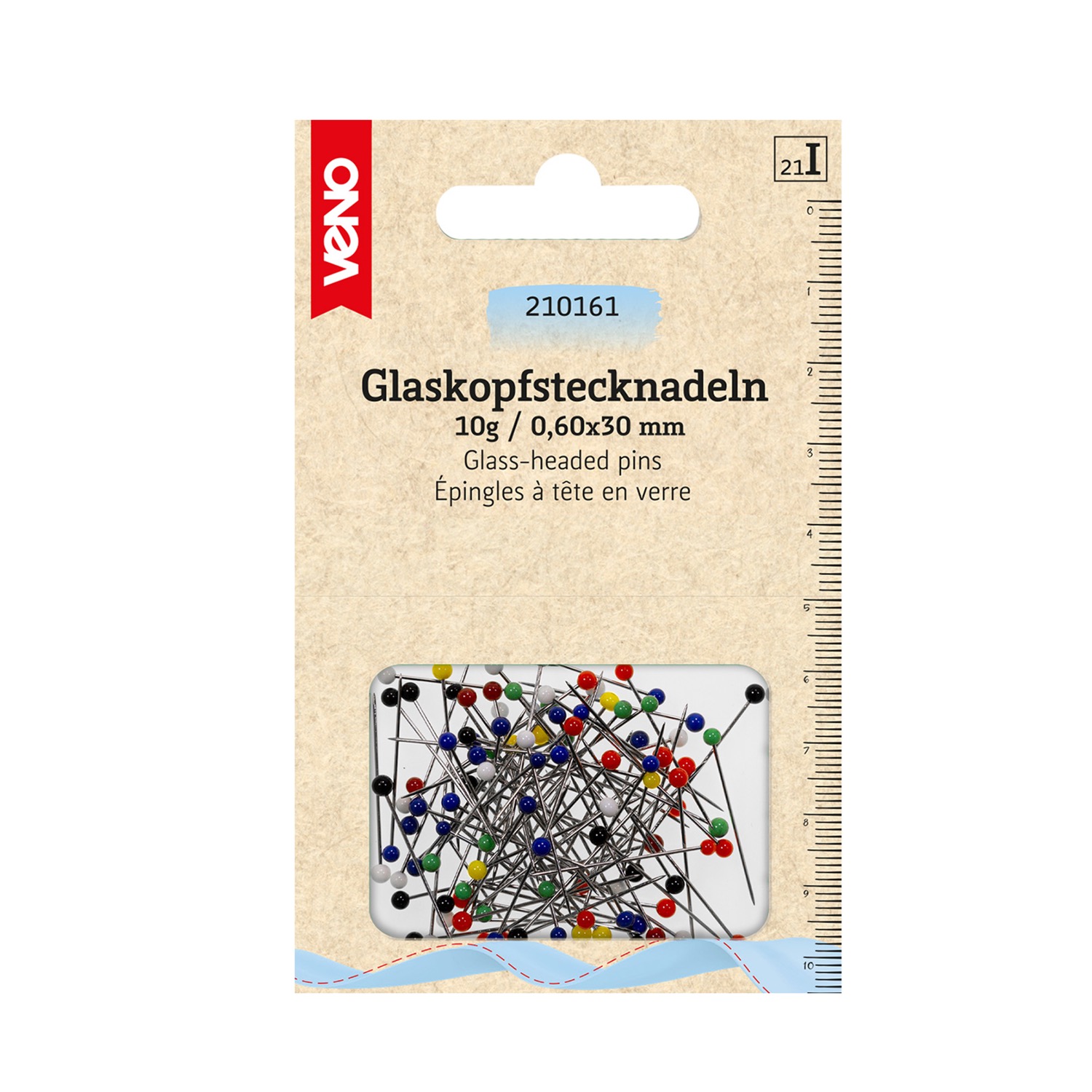 Stecknadeln, Packung, MetallGlaskopf, Blau, Grüntöne, 10 g