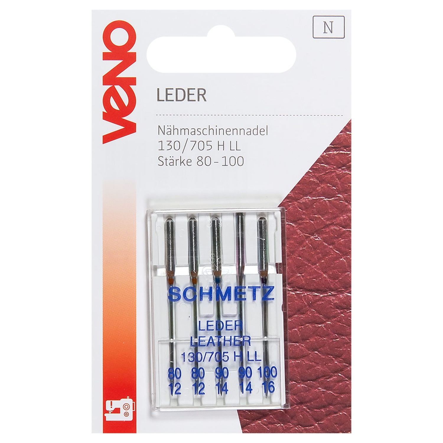 Nähmaschinennadeln, Leder, Sortiment, Metall, Silber, 80/12-100/16