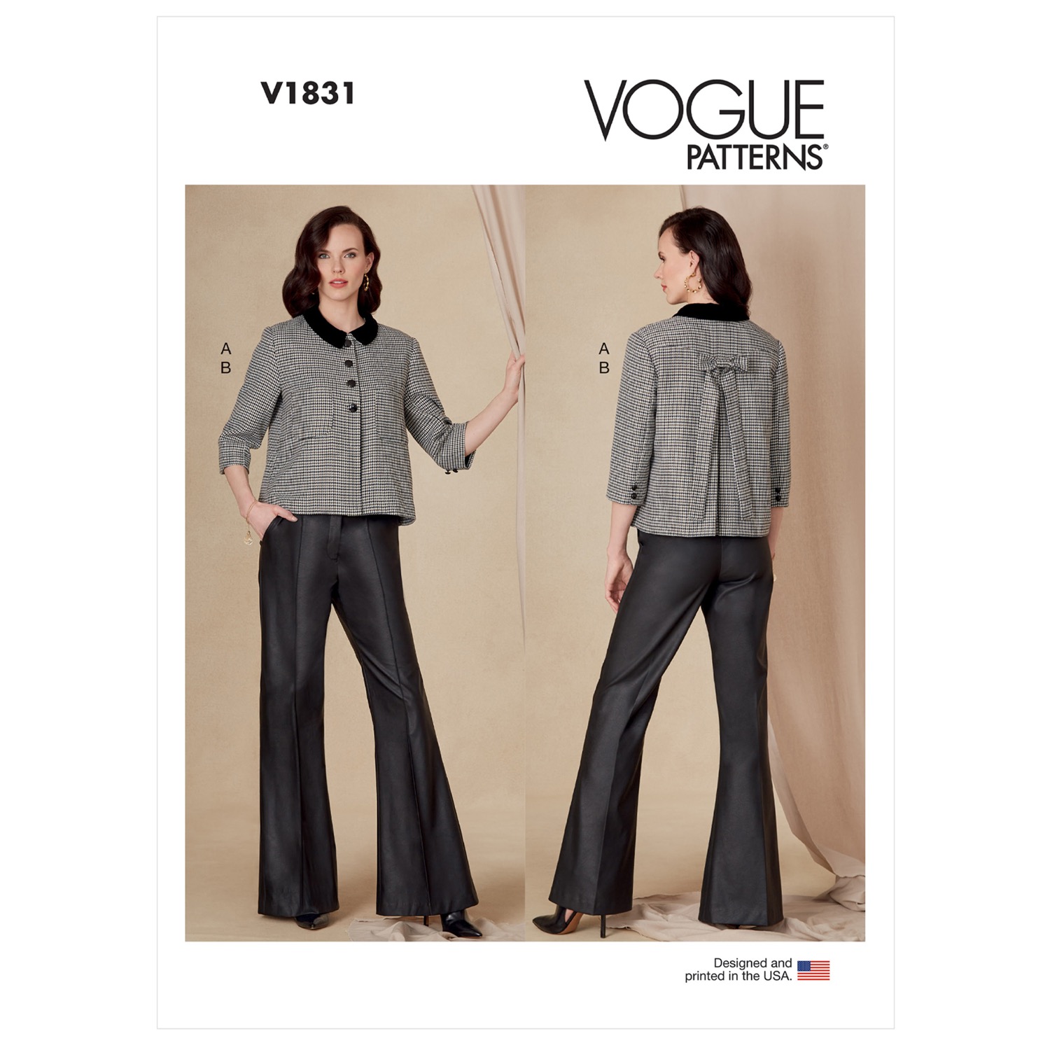 Einzelschnittmuster Vogue, große Größen, Hose, Jacke, Grün
