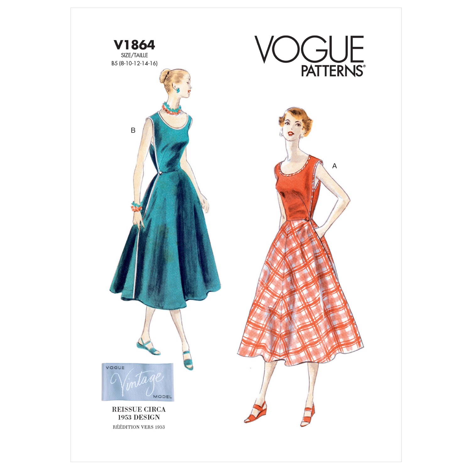 Einzelschnittmuster Vogue, große Größen, Kleid, Grün