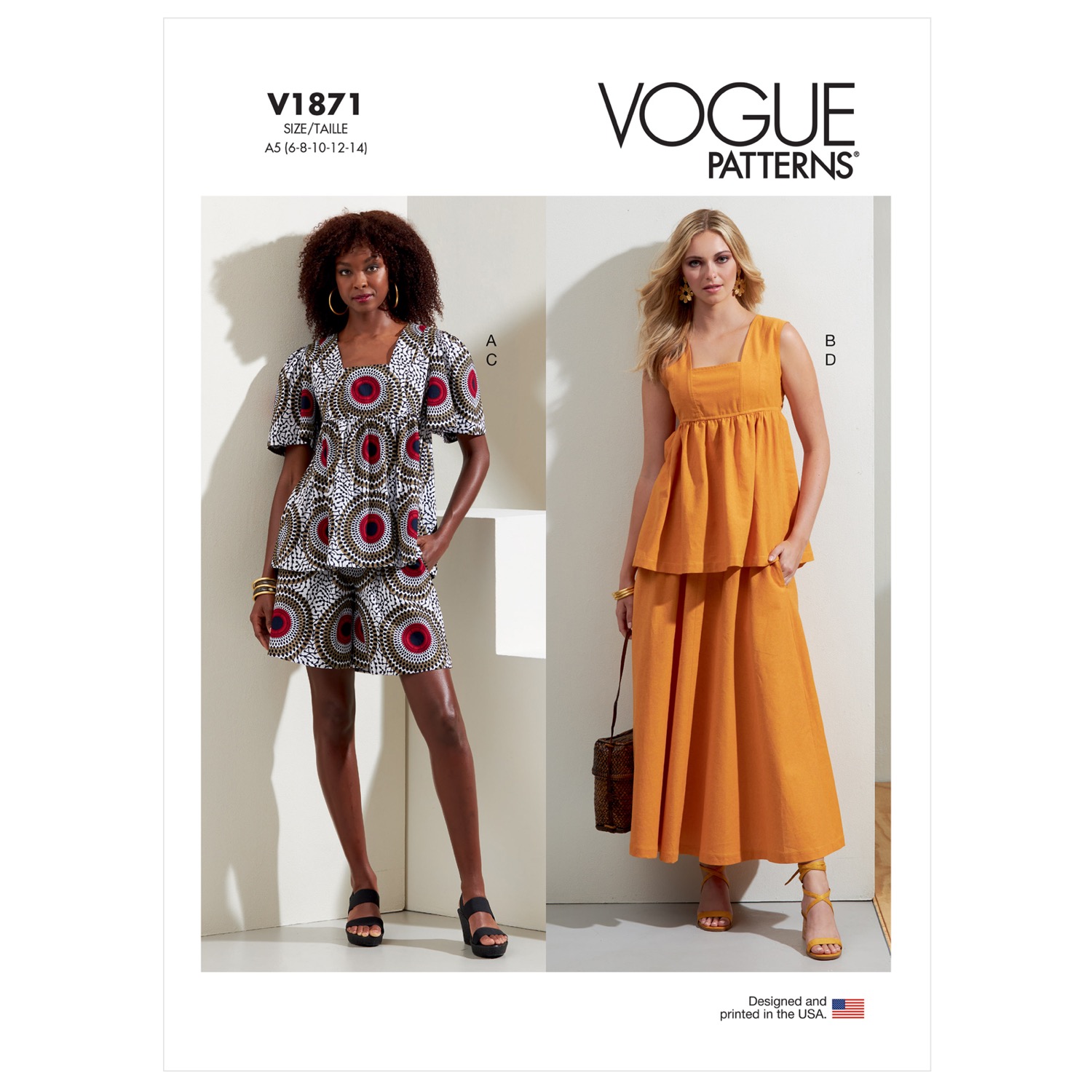 Einzelschnittmuster Vogue, große Größen, Rock, Top, Grün