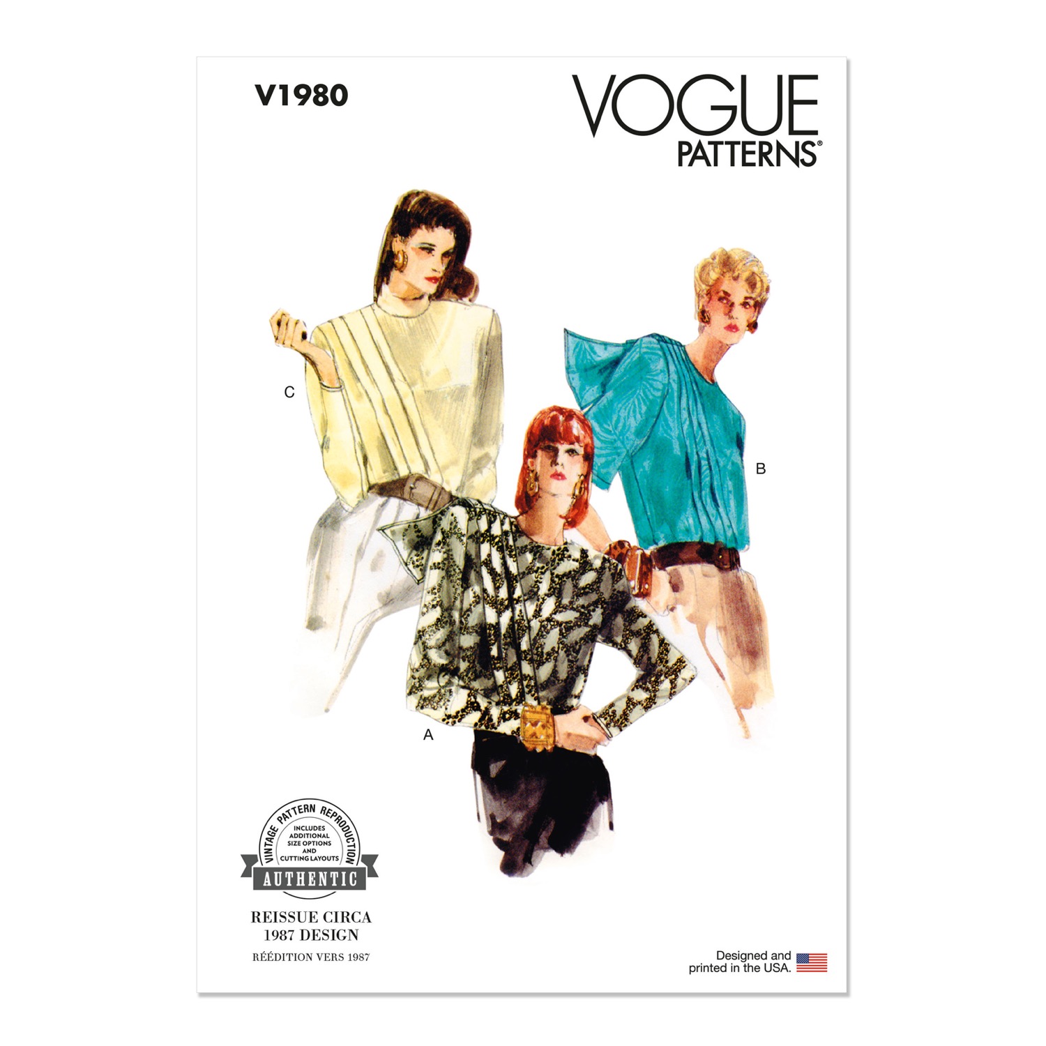 Einzelschnittmuster Vogue, große Größen, Top, Orange