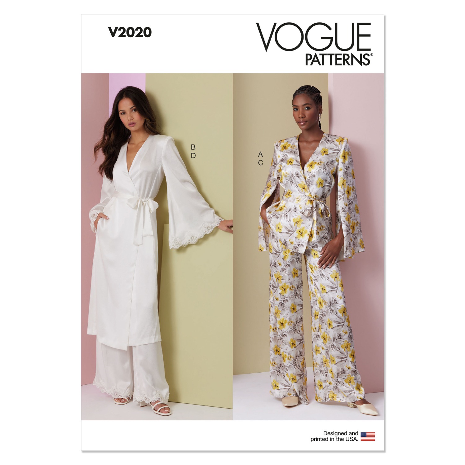 Einzelschnittmuster Vogue, kleine Größen, Top, Hose, Homewear, grün