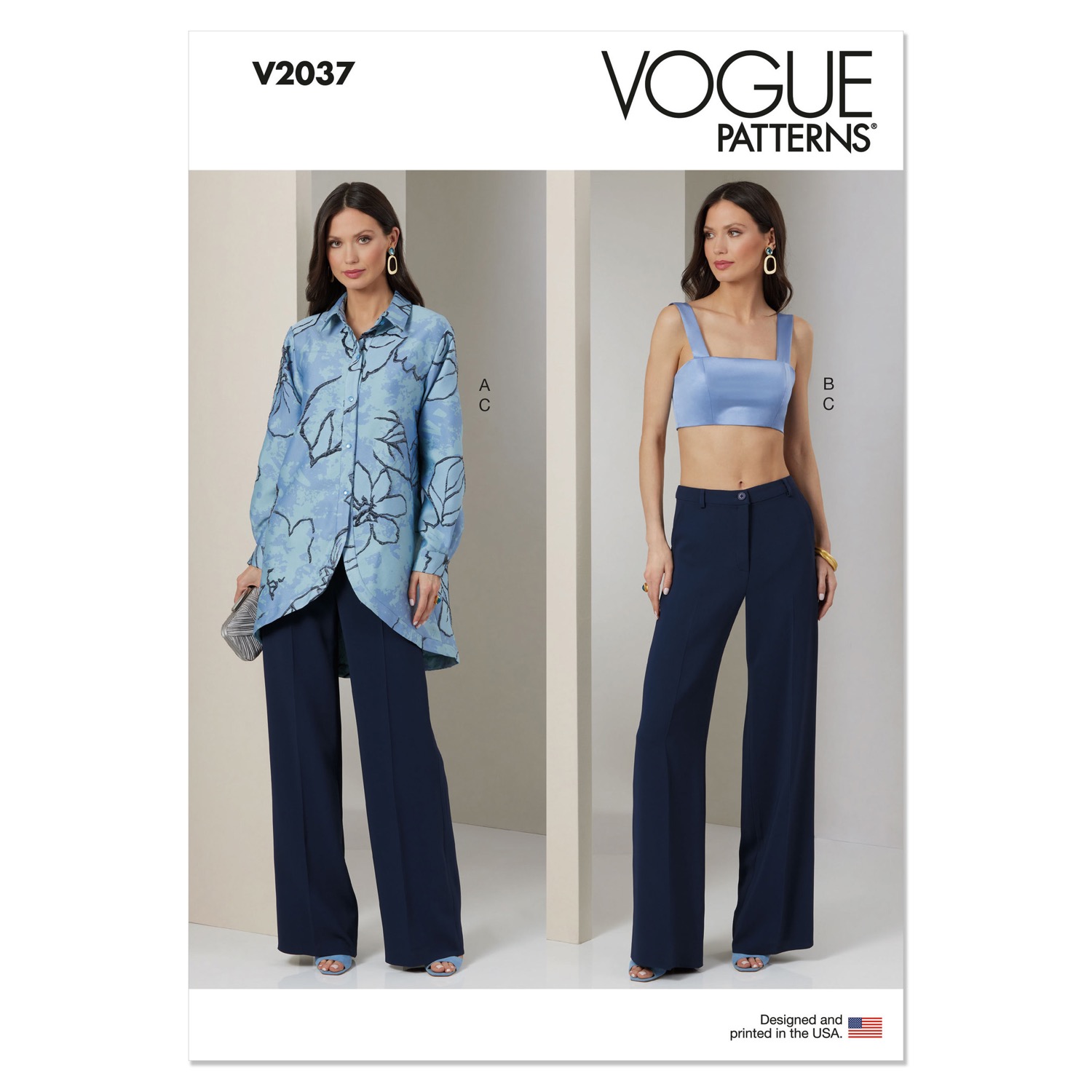 Einzelschnittmuster Vogue, große Größen, Hose, Top, grün