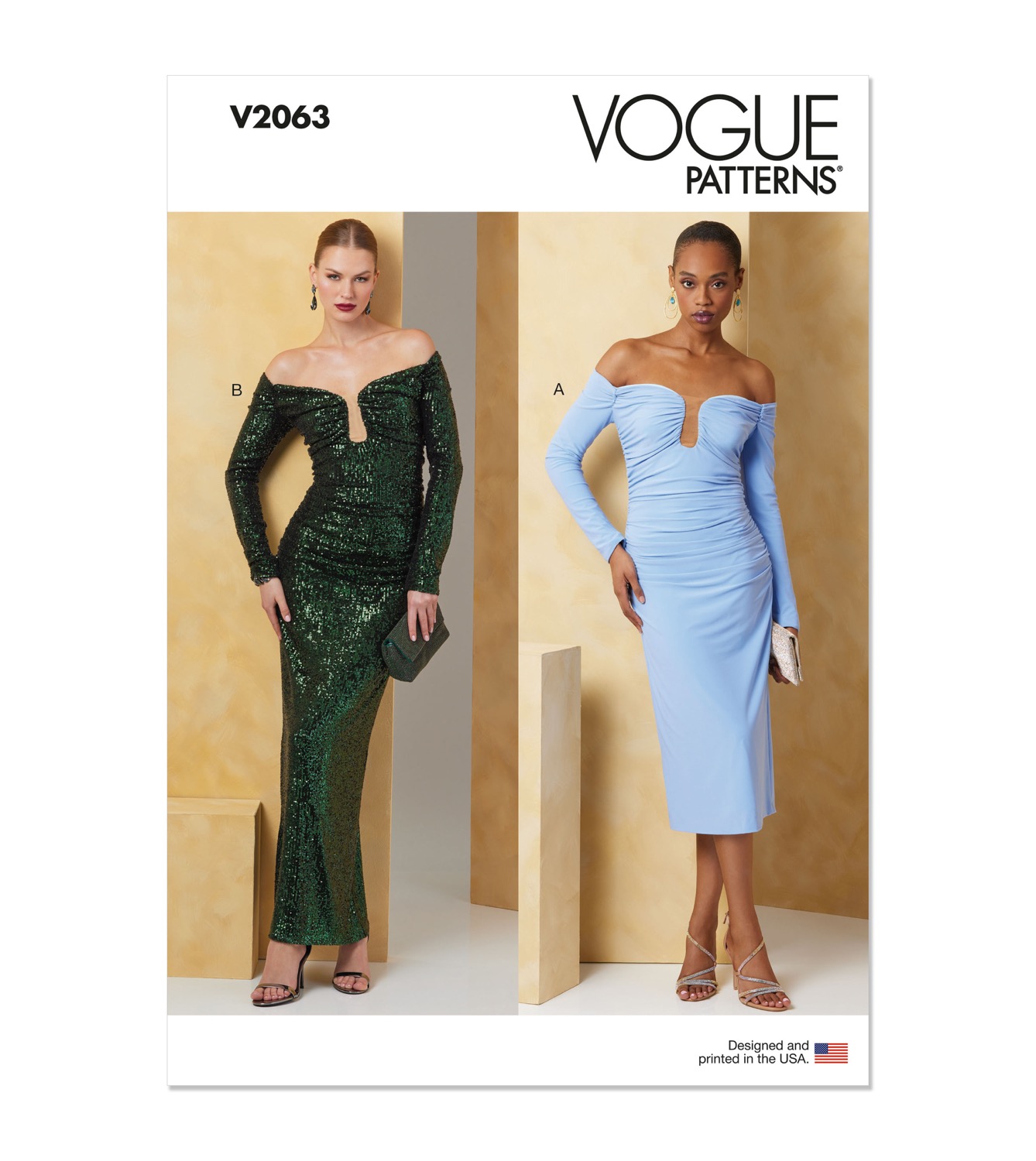Einzelschnittmuster Vogue, große Größen, Kleid, Grün