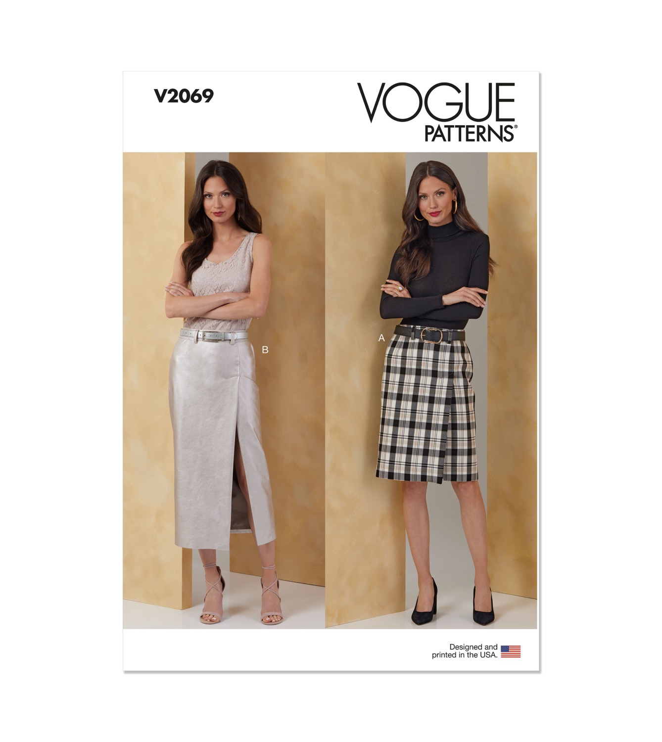 Einzelschnittmuster Vogue, große Größen, Rock, Grün