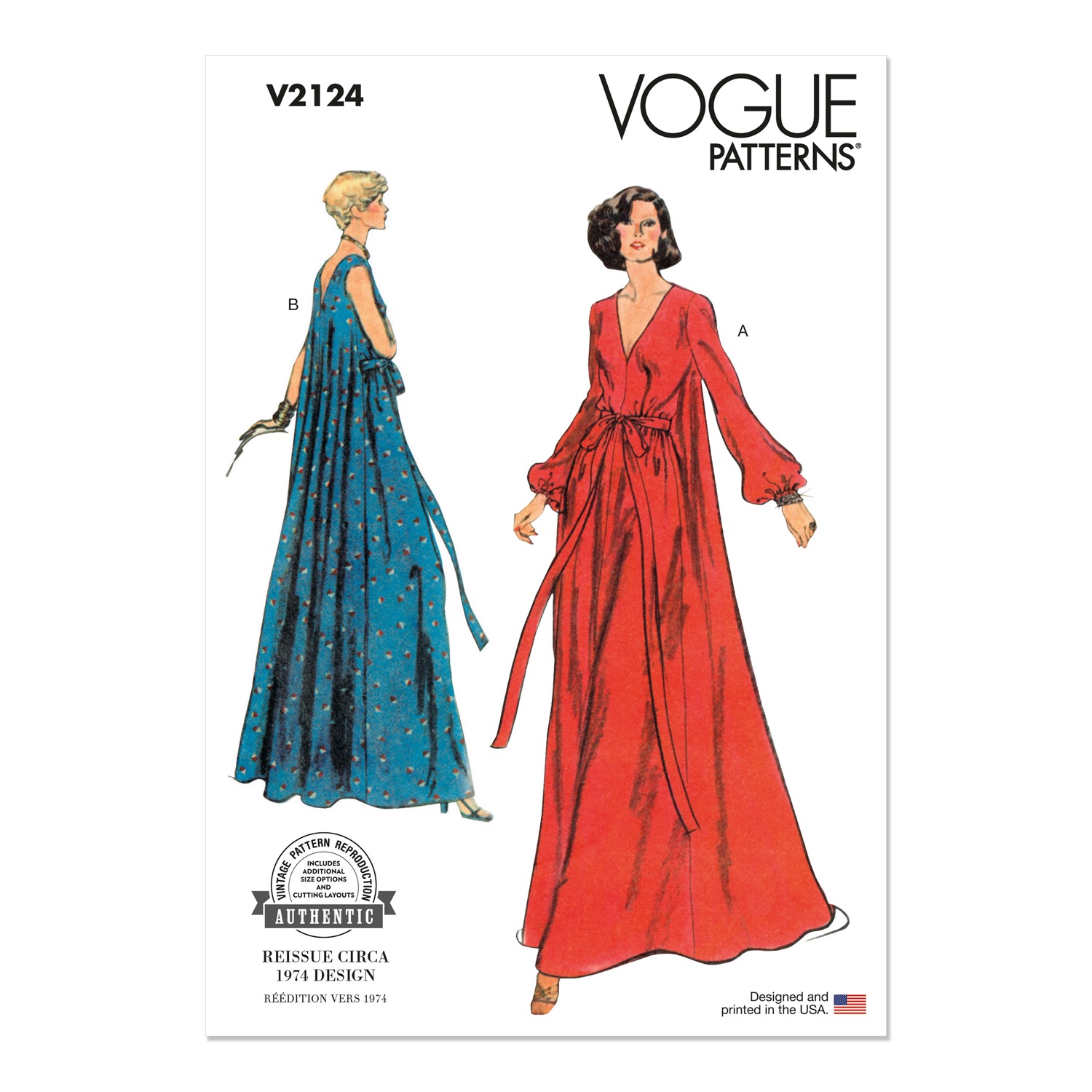 Einzelschnittmuster Vogue, kleine Größen, Kleid, Homewear, orange