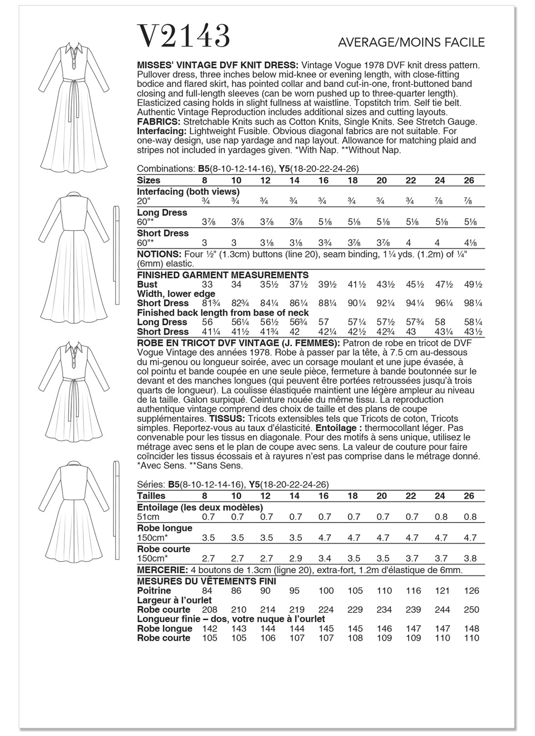 Einzelschnittmuster Vogue, kleine Größen, Kleid, orange – Bild 3