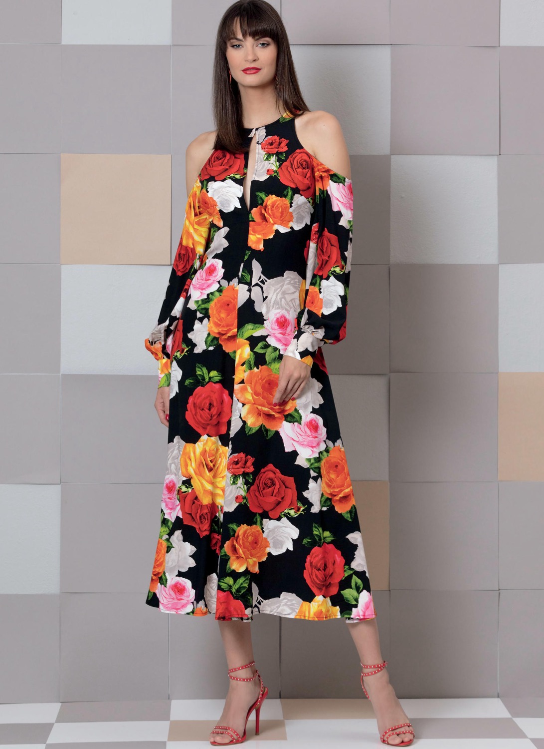 Einzelschnittmuster Vogue, Kleid, große Größen, Grün