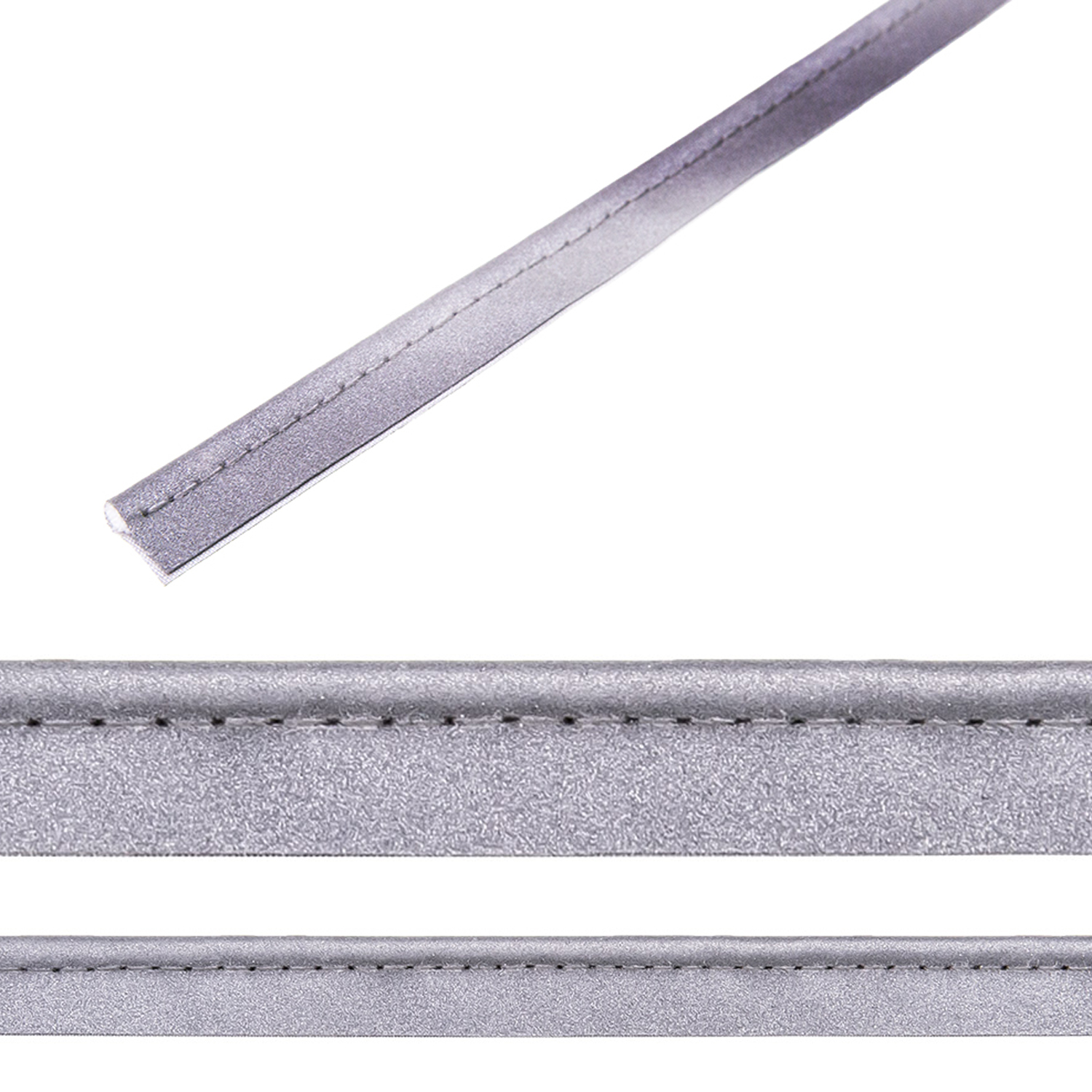 Paspel, reflektierend, Meterware, 65% PES 35% CO, Silber, 12 mm