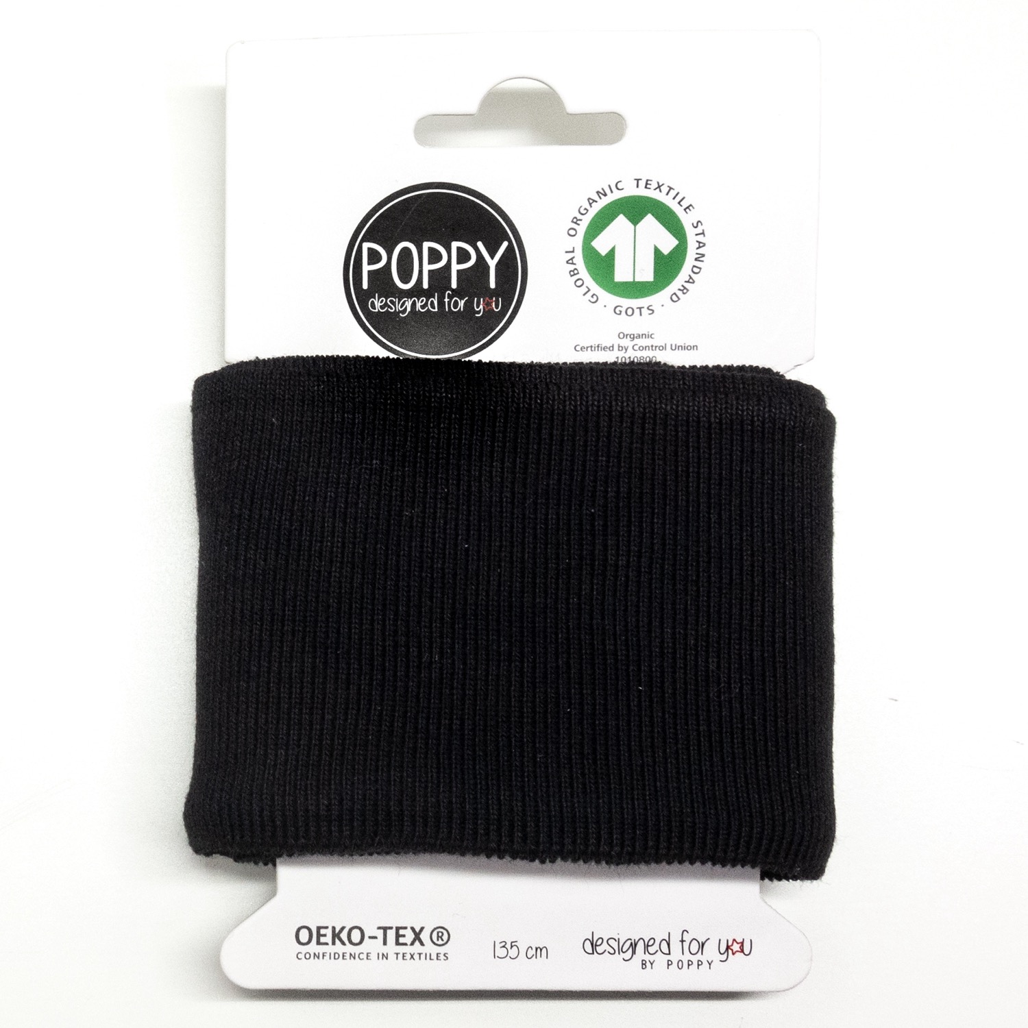 Bündchen, Stück, 90BW 10EA, Schwarz, B: 7 cm, L: 135 cm